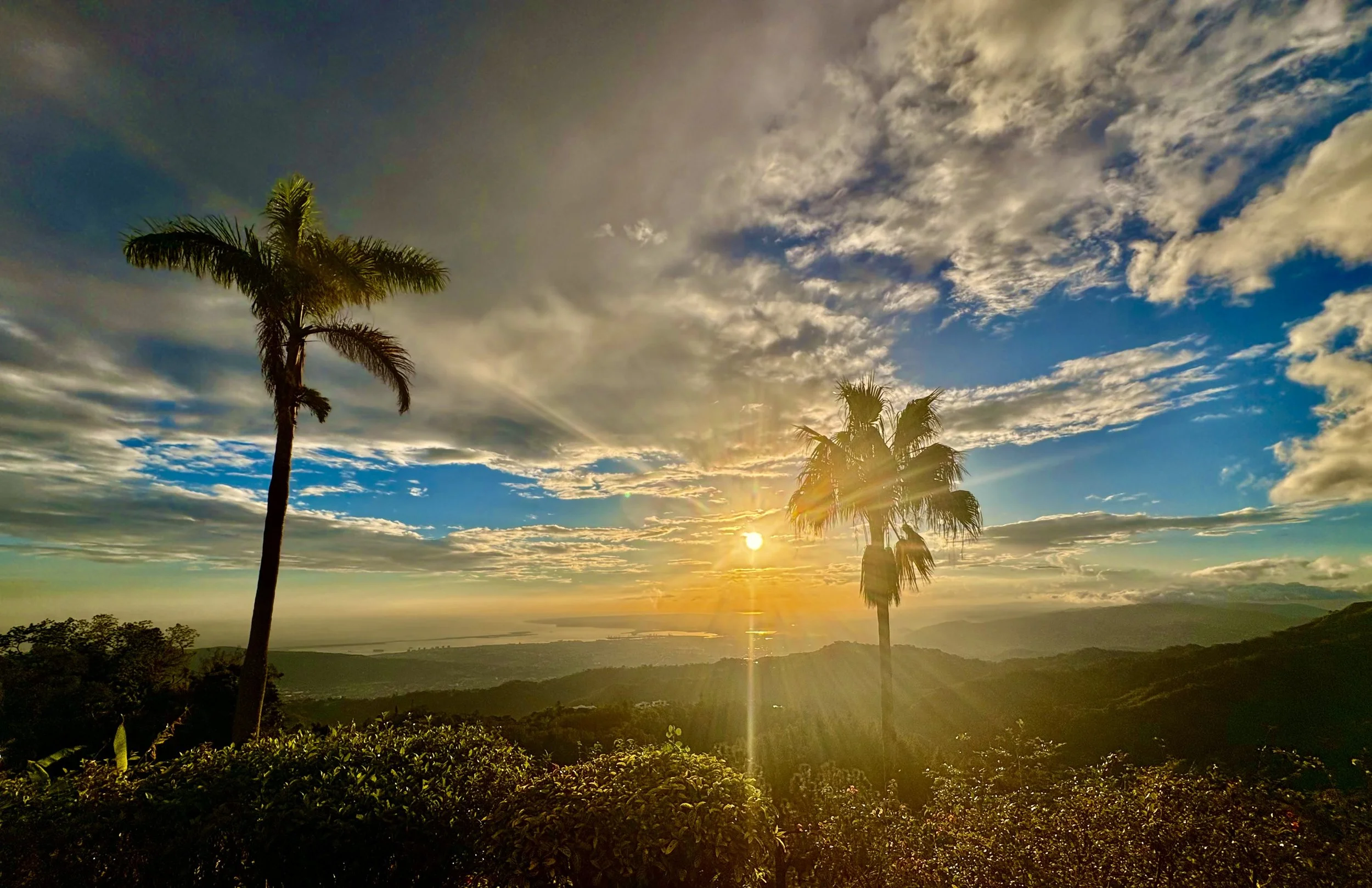 Sunset over the coastline at Soul Adventures.