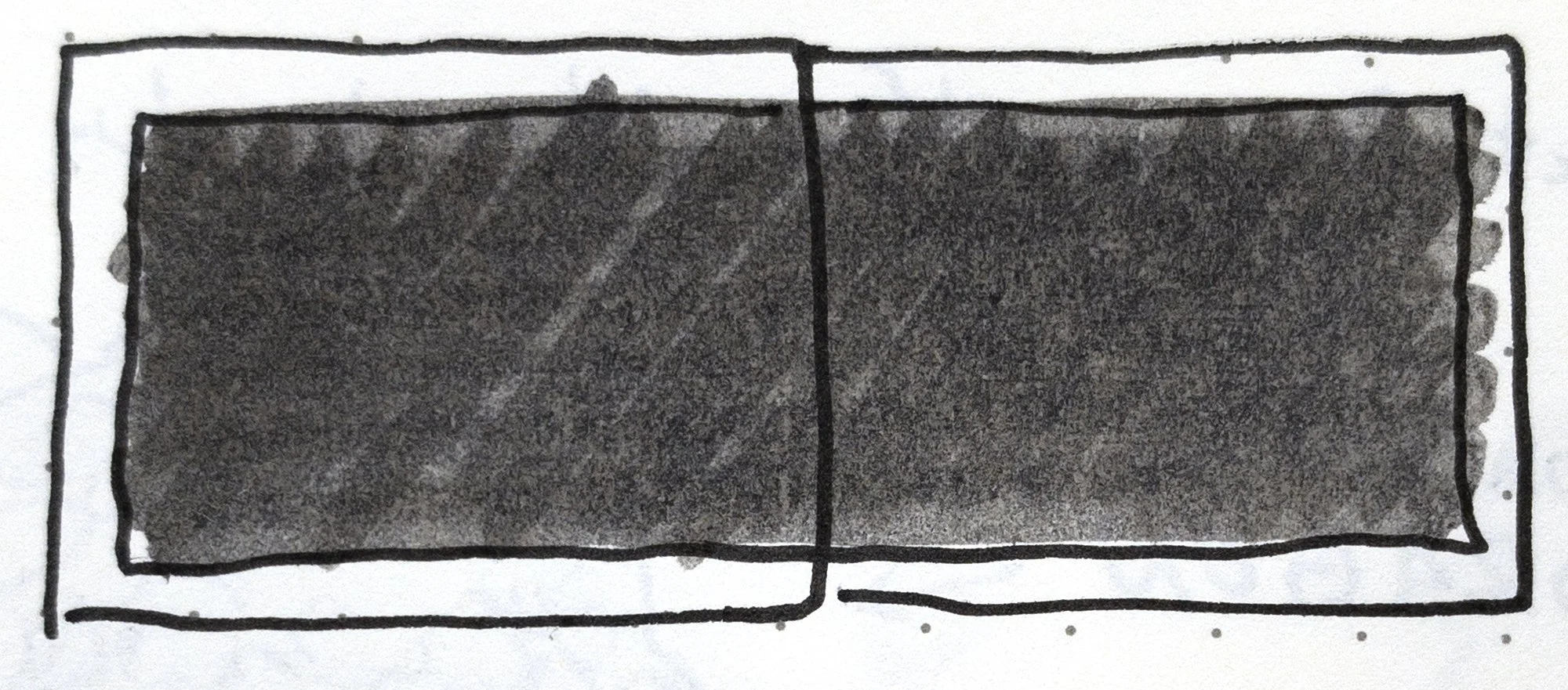 Scan of a sketch from my notes showing a single panel, full-spread layout of artwork in David Wiesner’s children’s book, Tuesday.