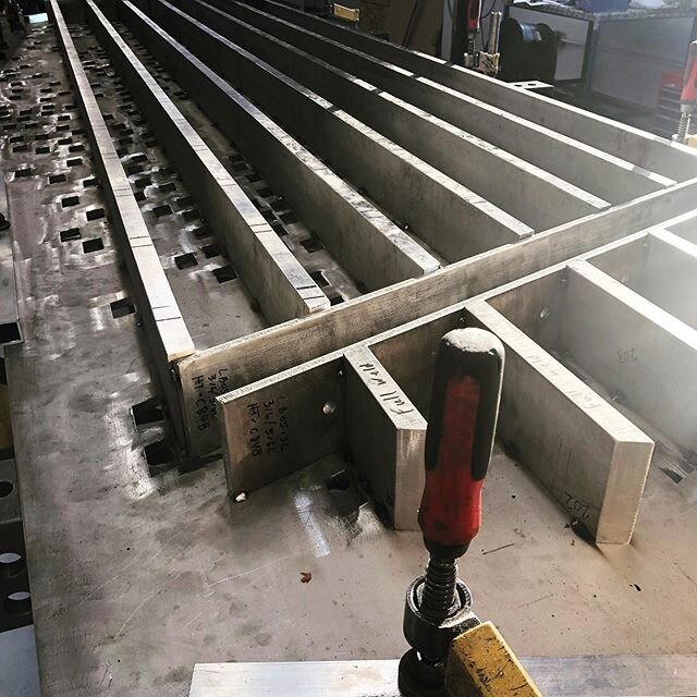 Checking the layout before TIG welding the canopy to the framework.⁠
.⁠⠀
.⁠⠀
.⁠⠀
#canopy #hudsonriverwaterfrontwalkway #wip #stainlesssteel #layout #fabrication #metalfab #madebykammetal #waterjetcut