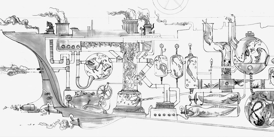 The drawing, scanned and cleaned up in the computer