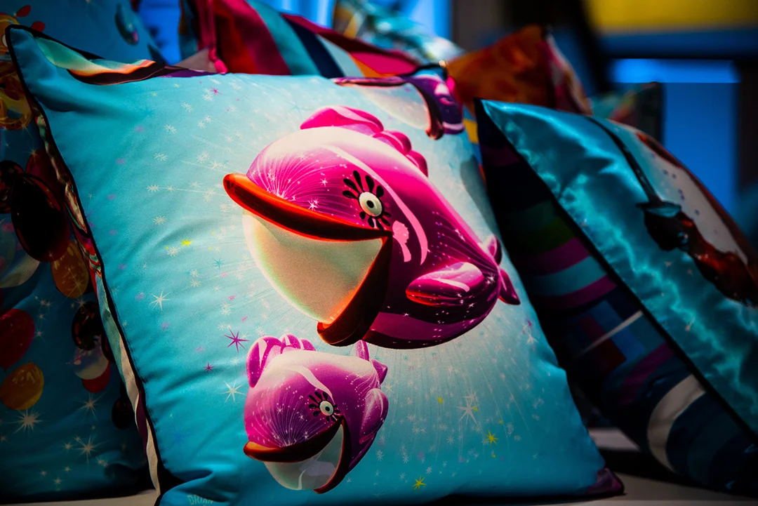 The Brian Wonders Launch Collection of Illustrated Pillows features three characters from the storybook, brought to life in rich gorgeous color. 