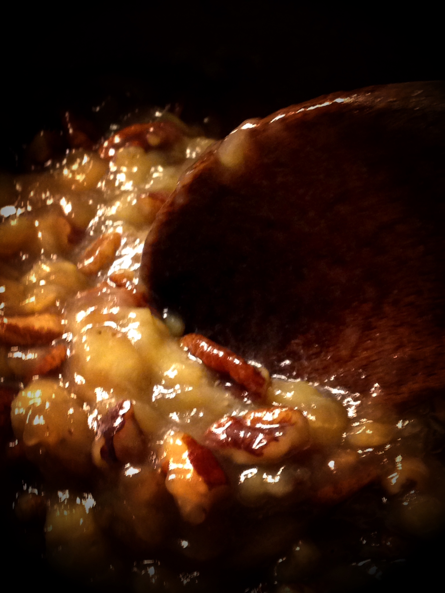 Caramelized bananas and pecans.