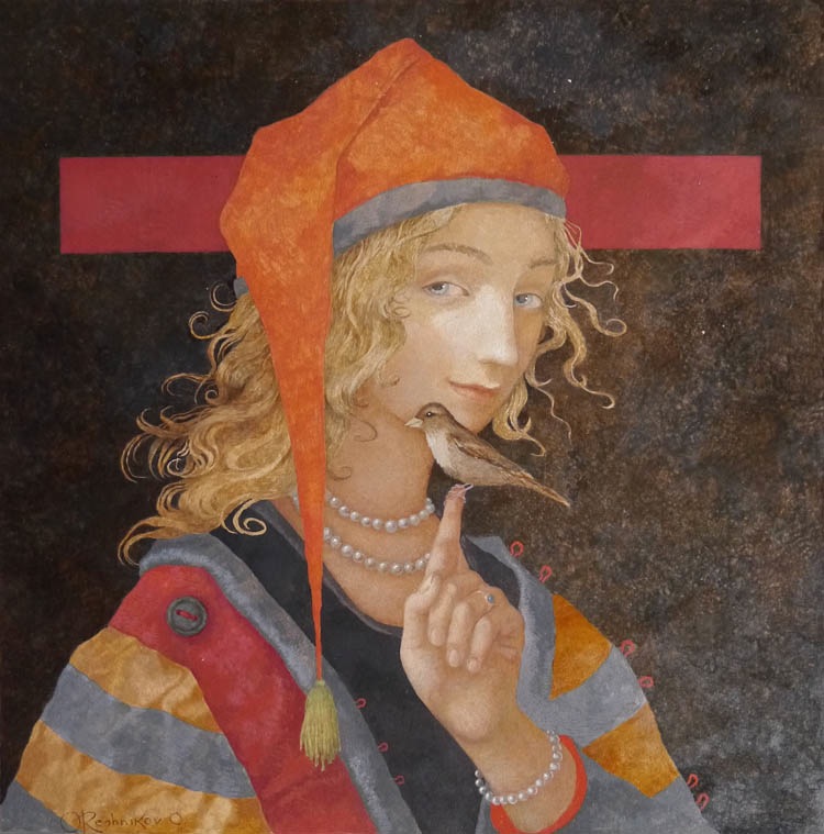 Olga Oreshnikov "The Bringer of Pearls" Original Acrylic on Board