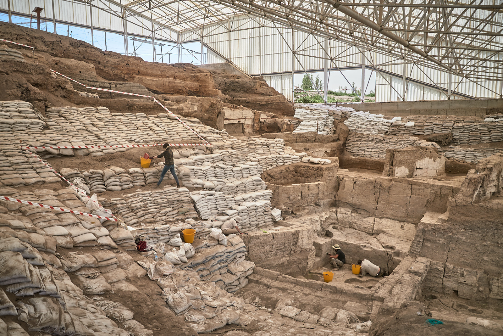  Excavation team cleans the South excavation area for the new season. 