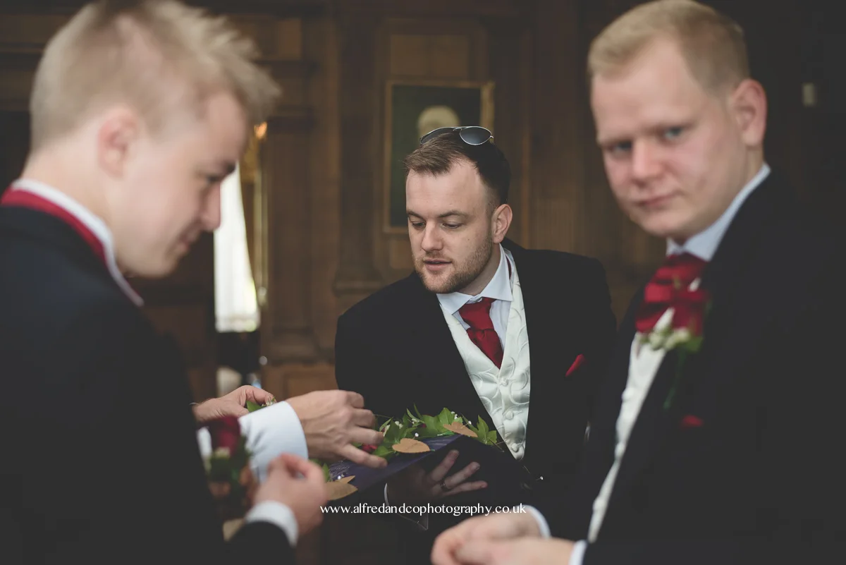 groom at wedding at tissington hall