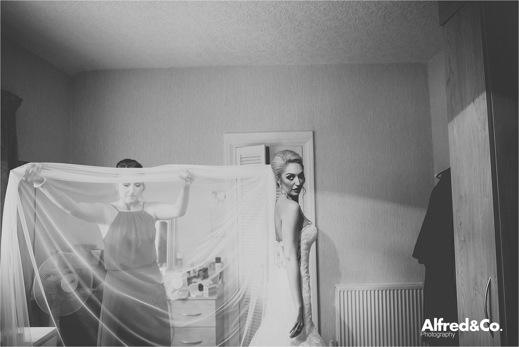Wedding Bride in dress getting ready in Bolton