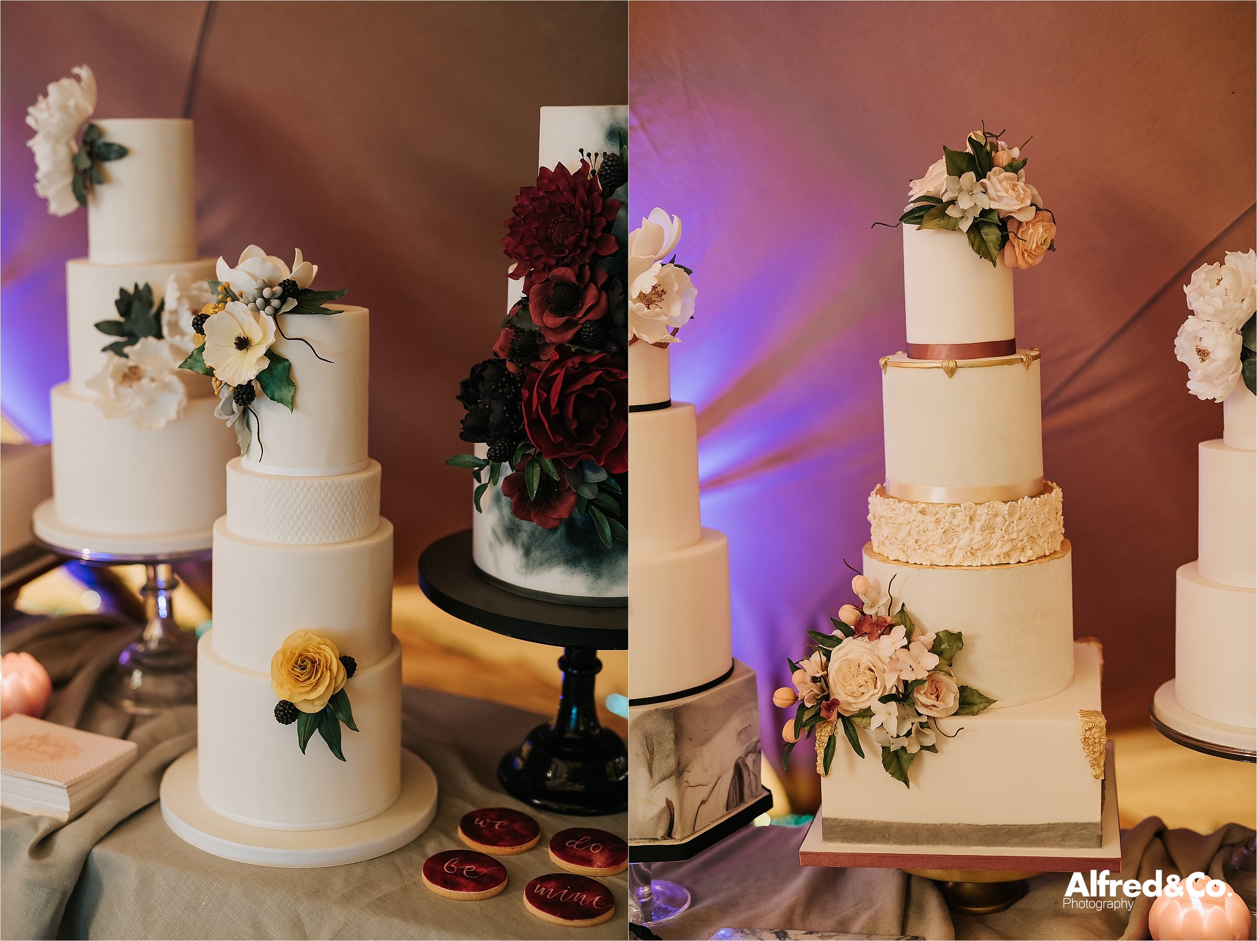 Wedding Cake on display in tipi 