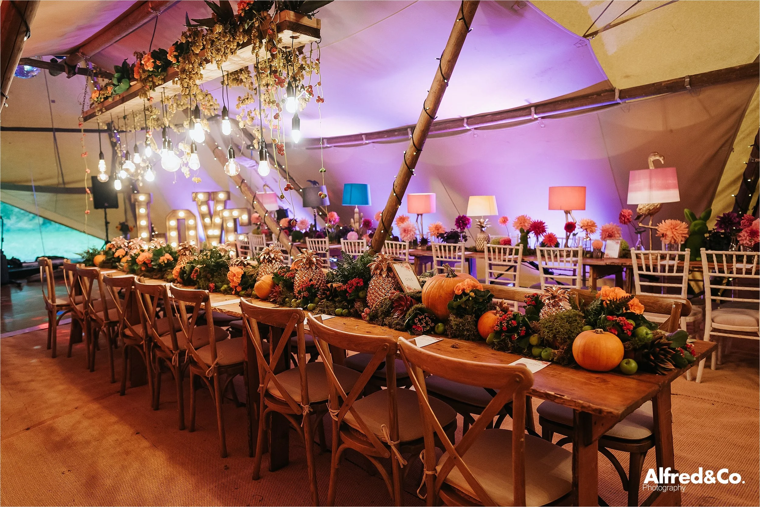 Tipi set up at Dorfold Hall