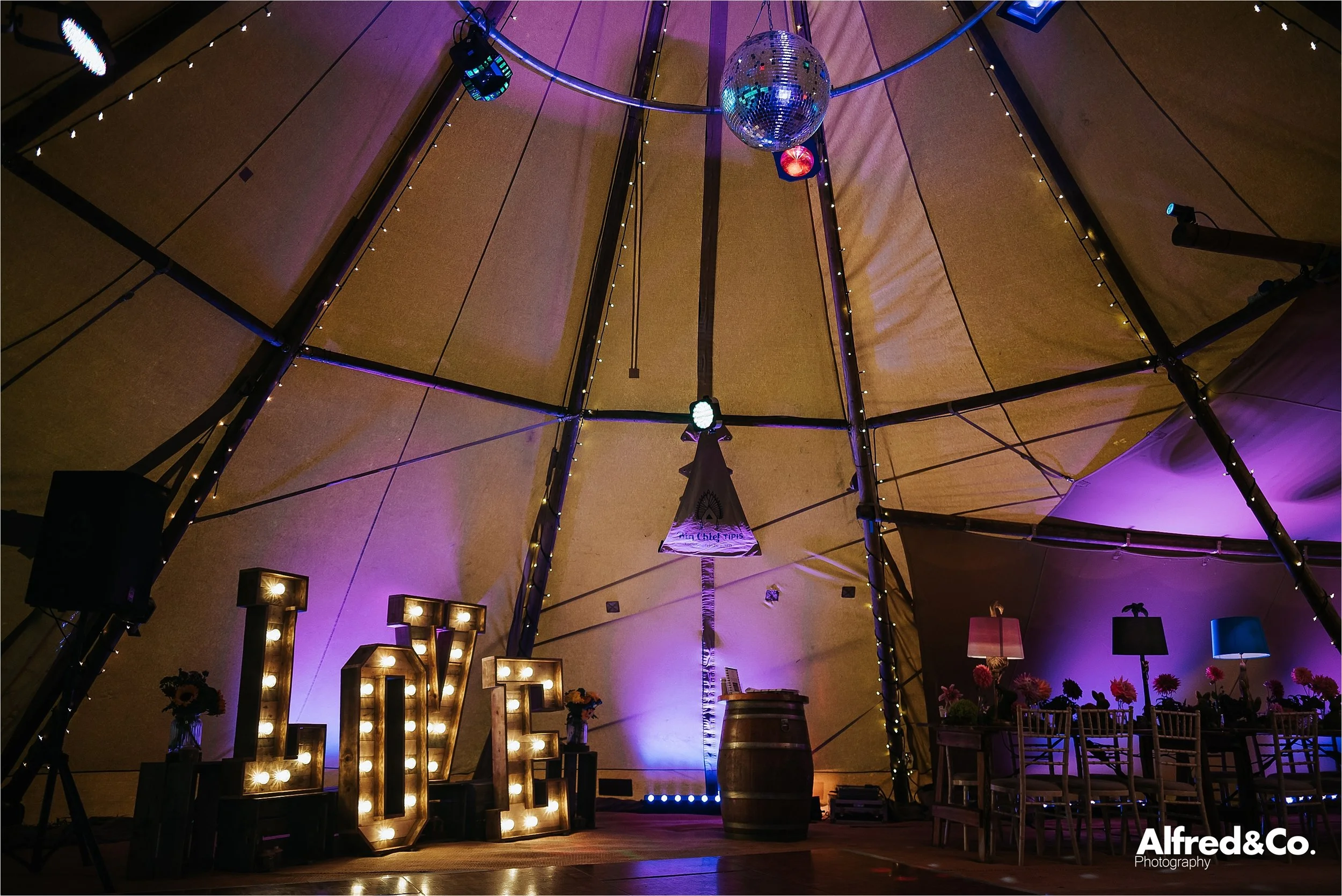 love letters inside wedding tipi