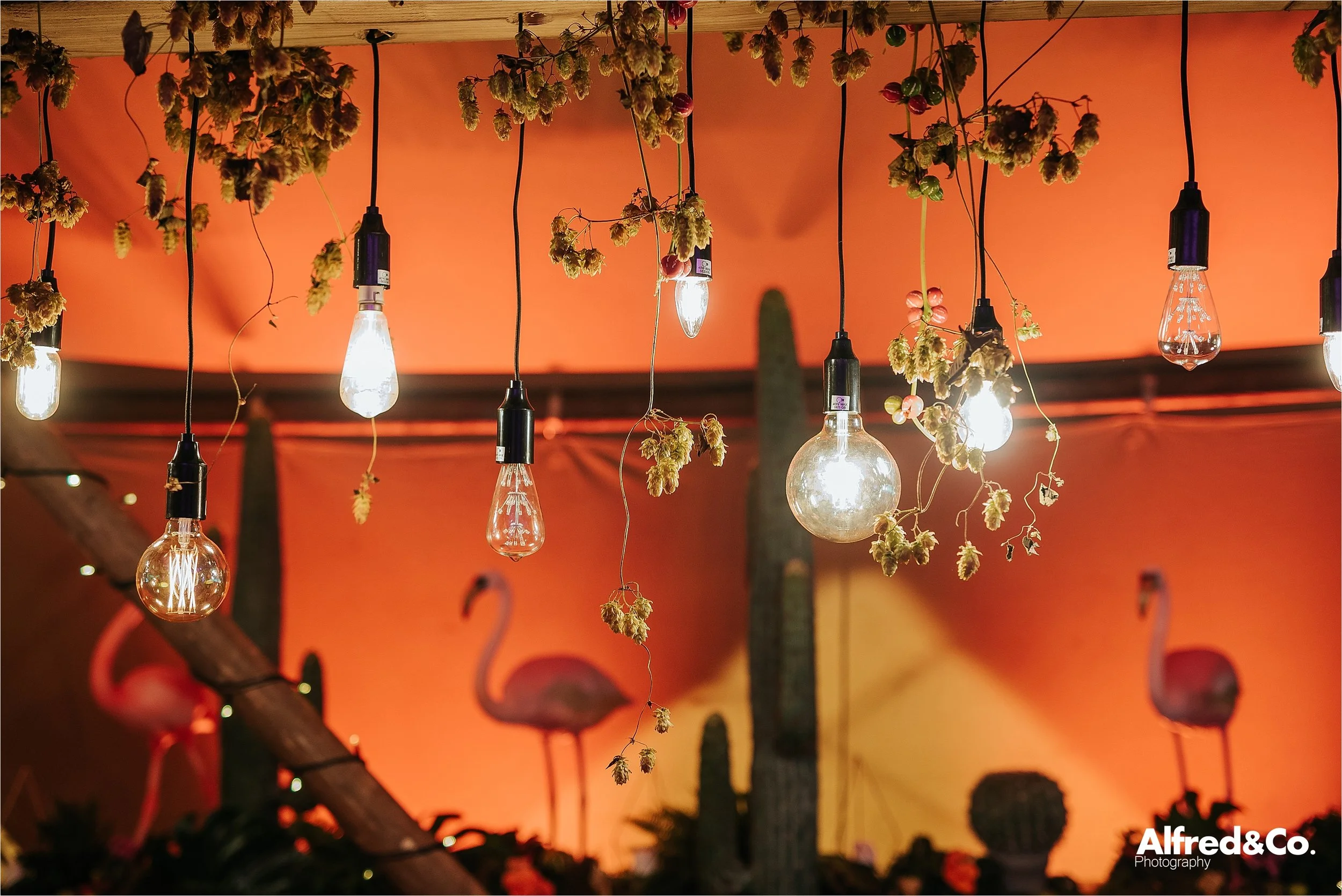 dramatic lighting in tipi for wedding