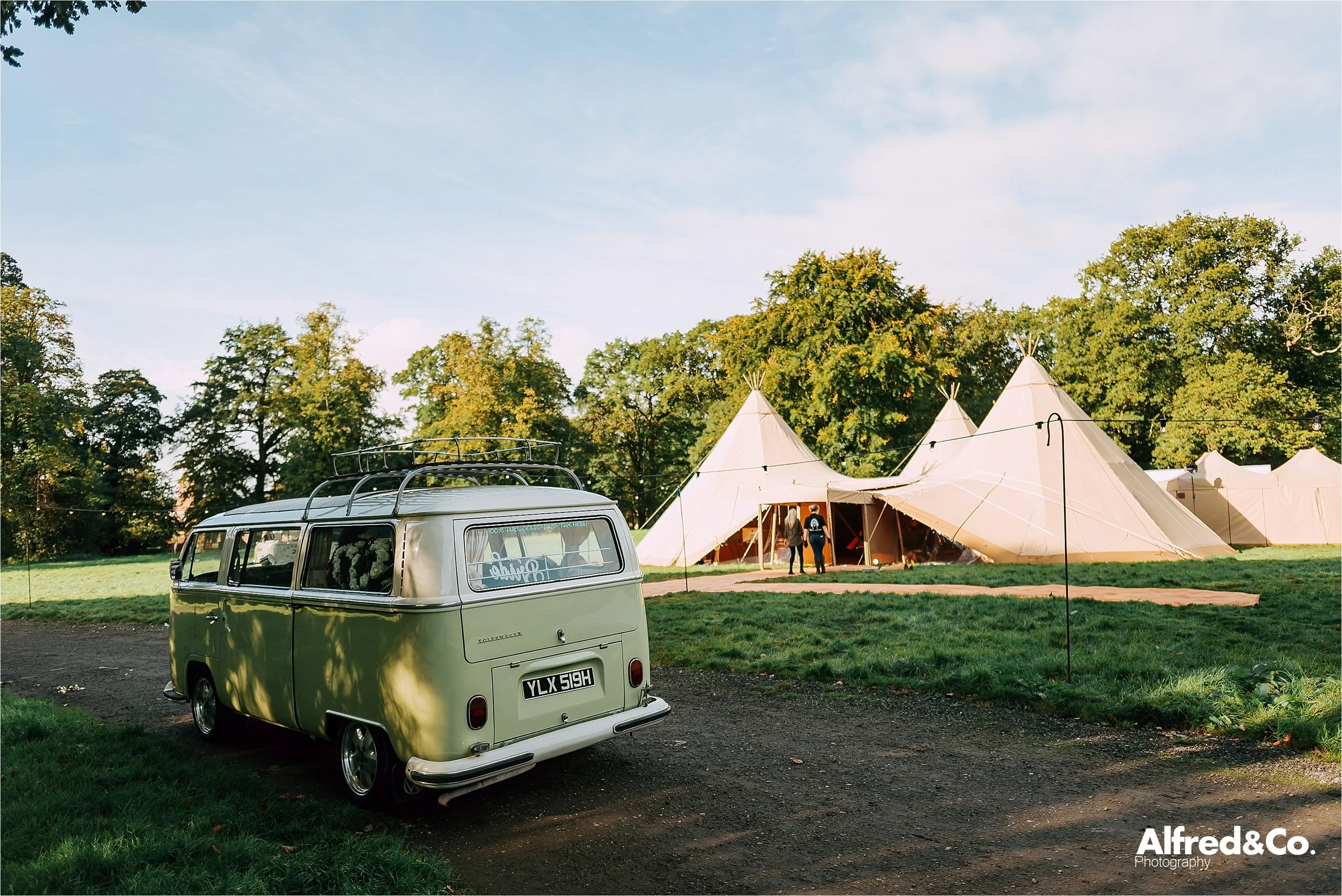 vw campervan and tipi