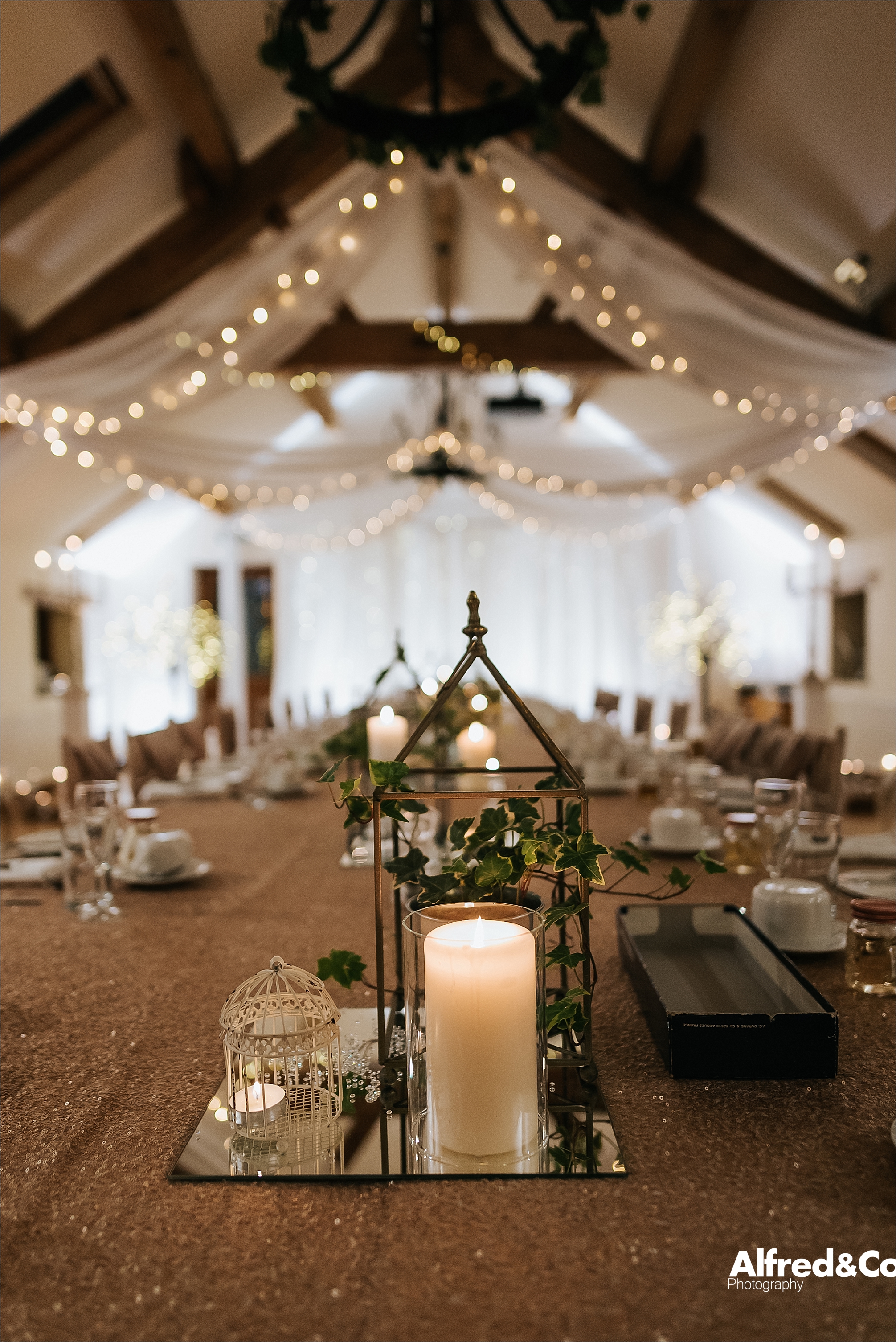 candlelit wedding table beeston manor 