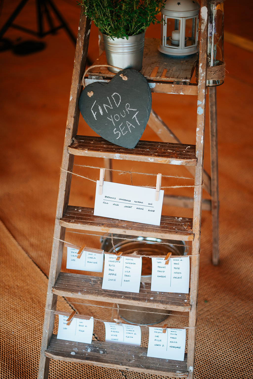 rustic ladder decoration at tipi wedding