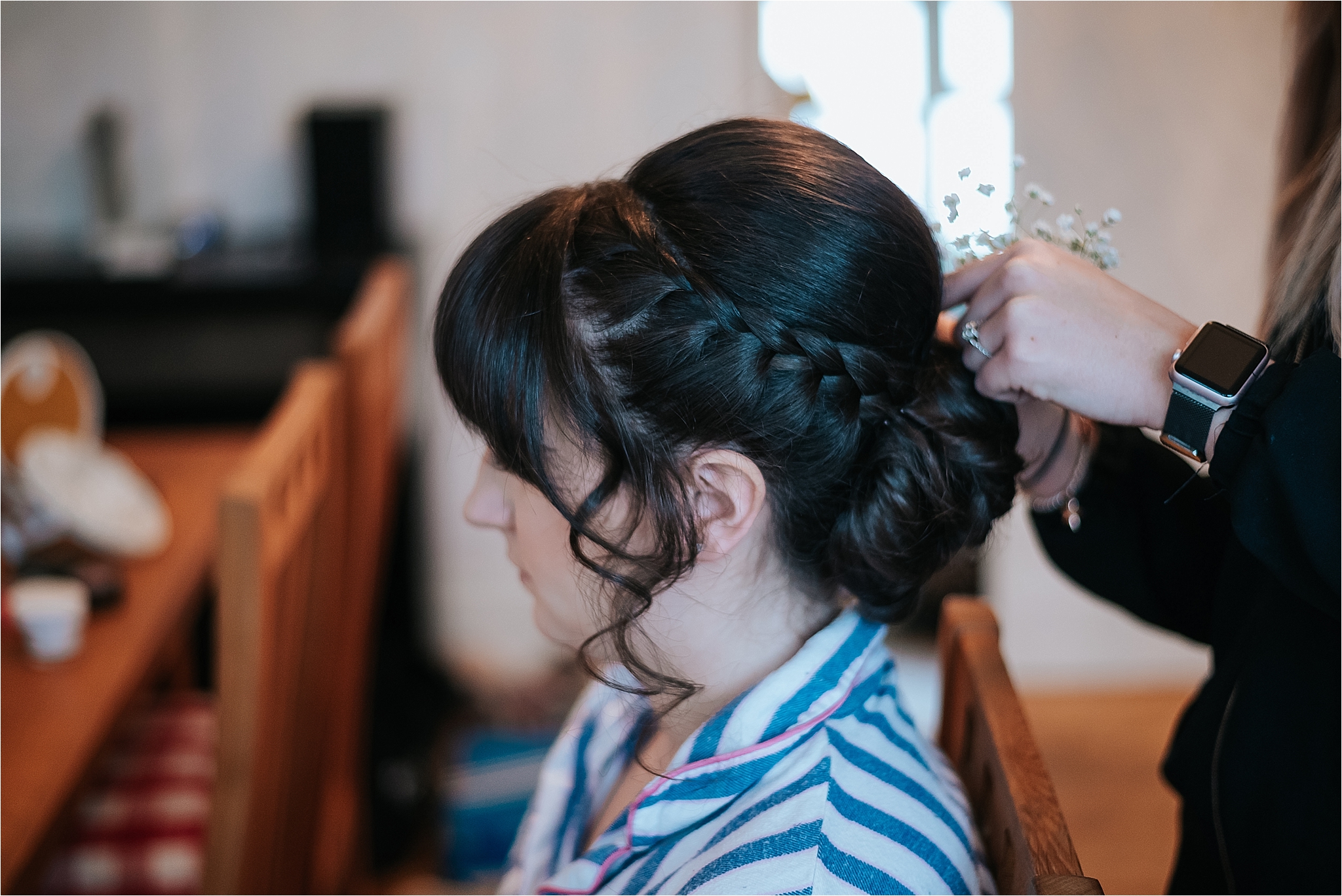 bride having their wedding hair done by erica jackson hair