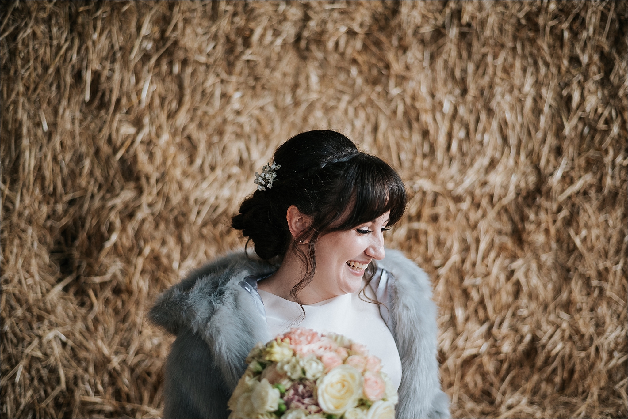bridal portrait in owen house wedding barn