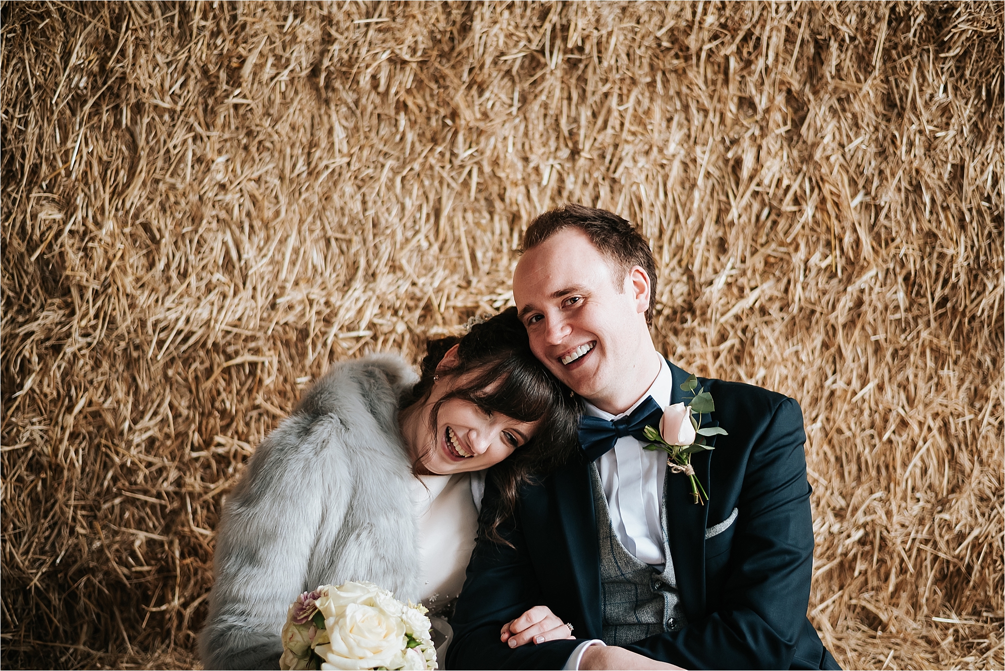 happy couple at owen house wedding barn