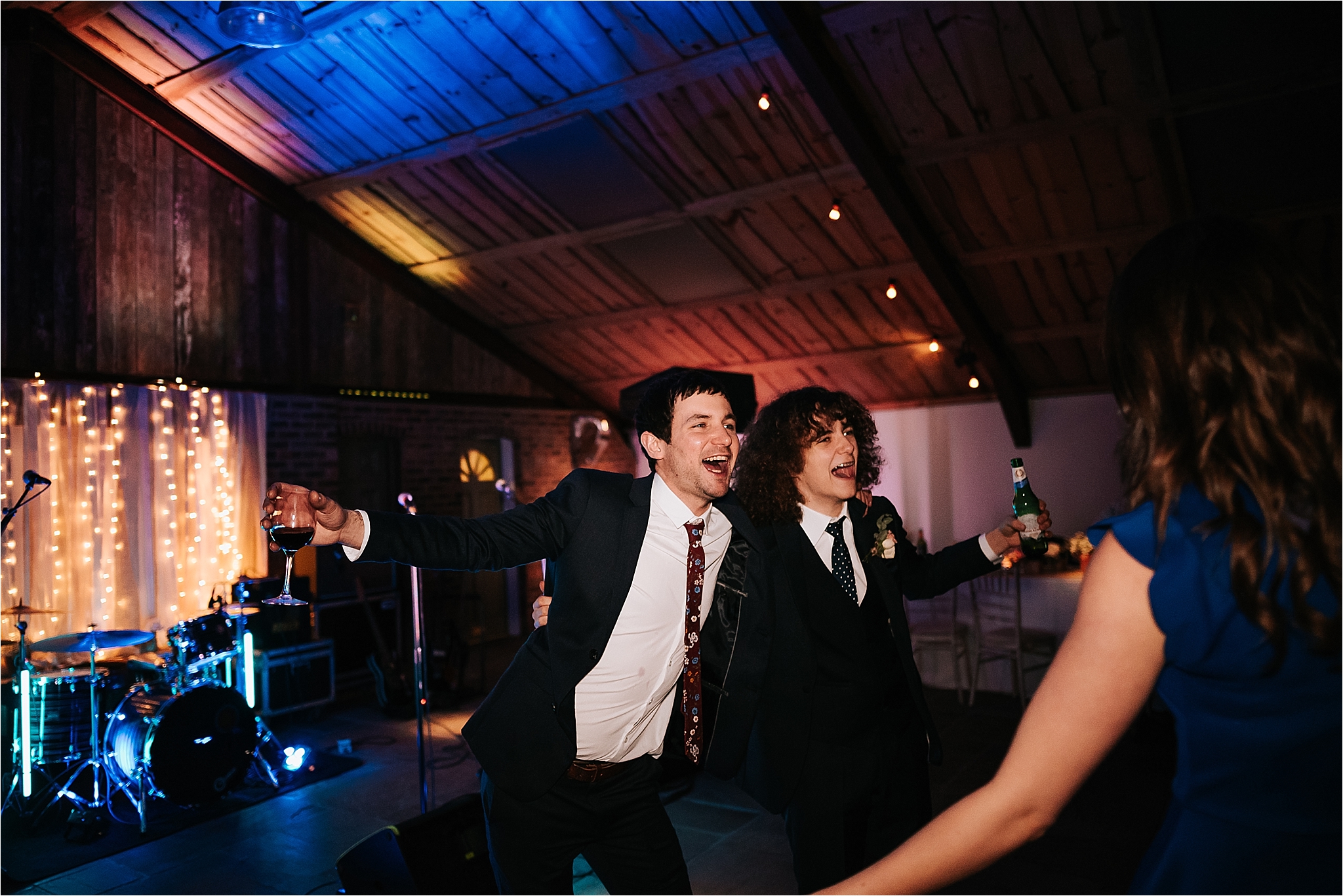 wedding party at owen house wedding barn, cheshire