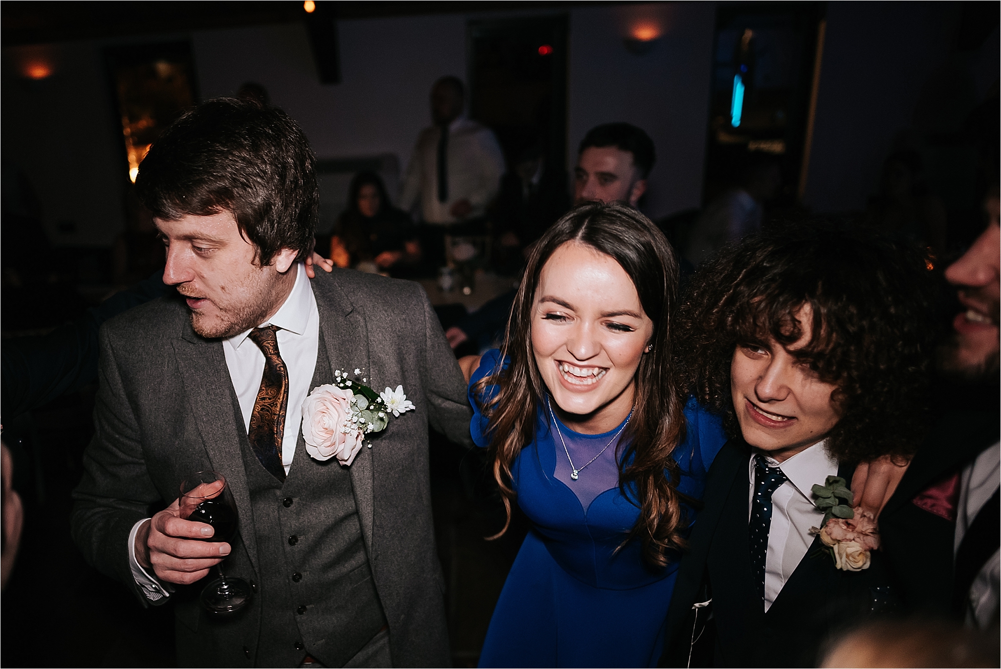 wedding party at owen house wedding barn, cheshire