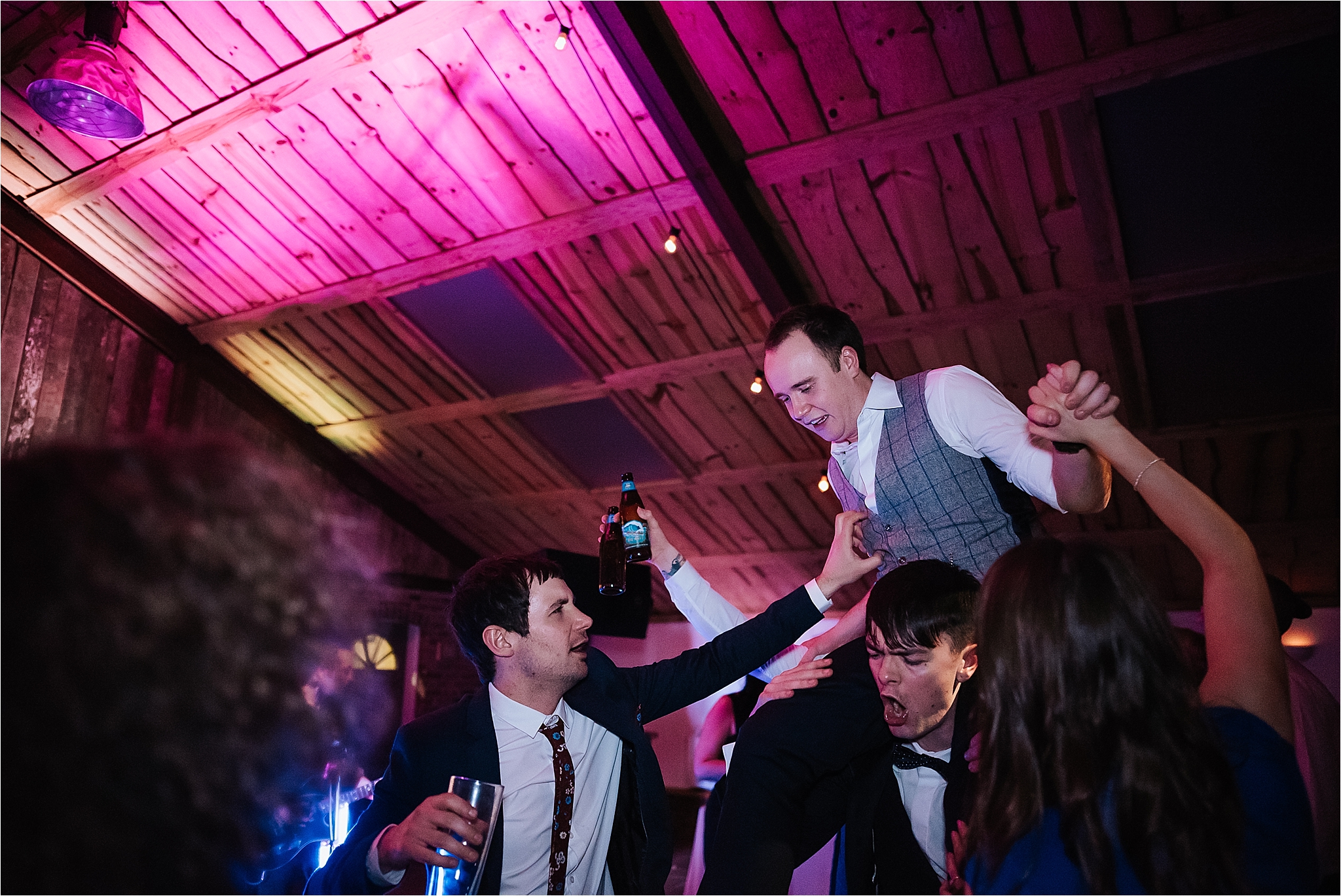 wedding party at owen house wedding barn, cheshire