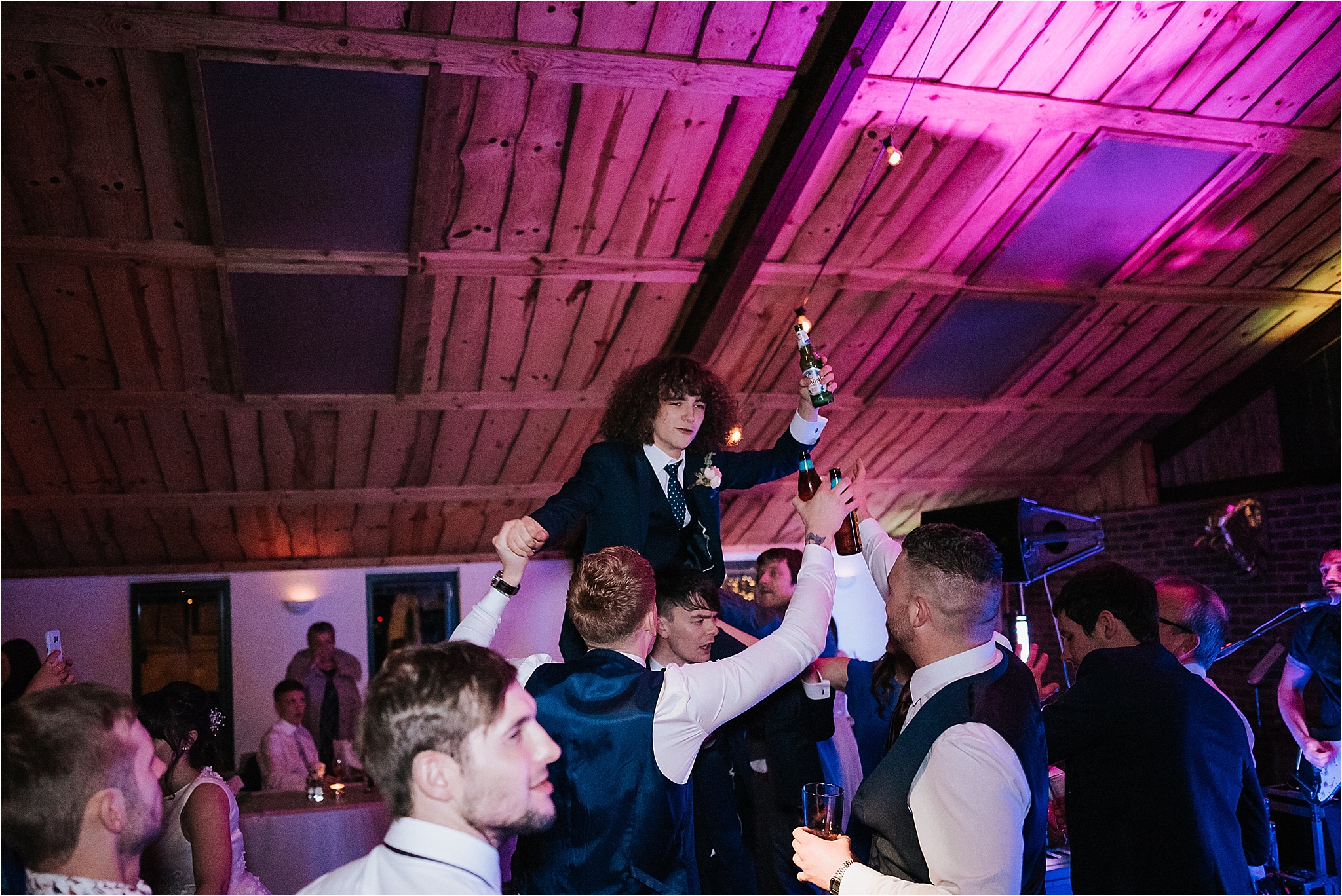 wedding party at owen house wedding barn, cheshire