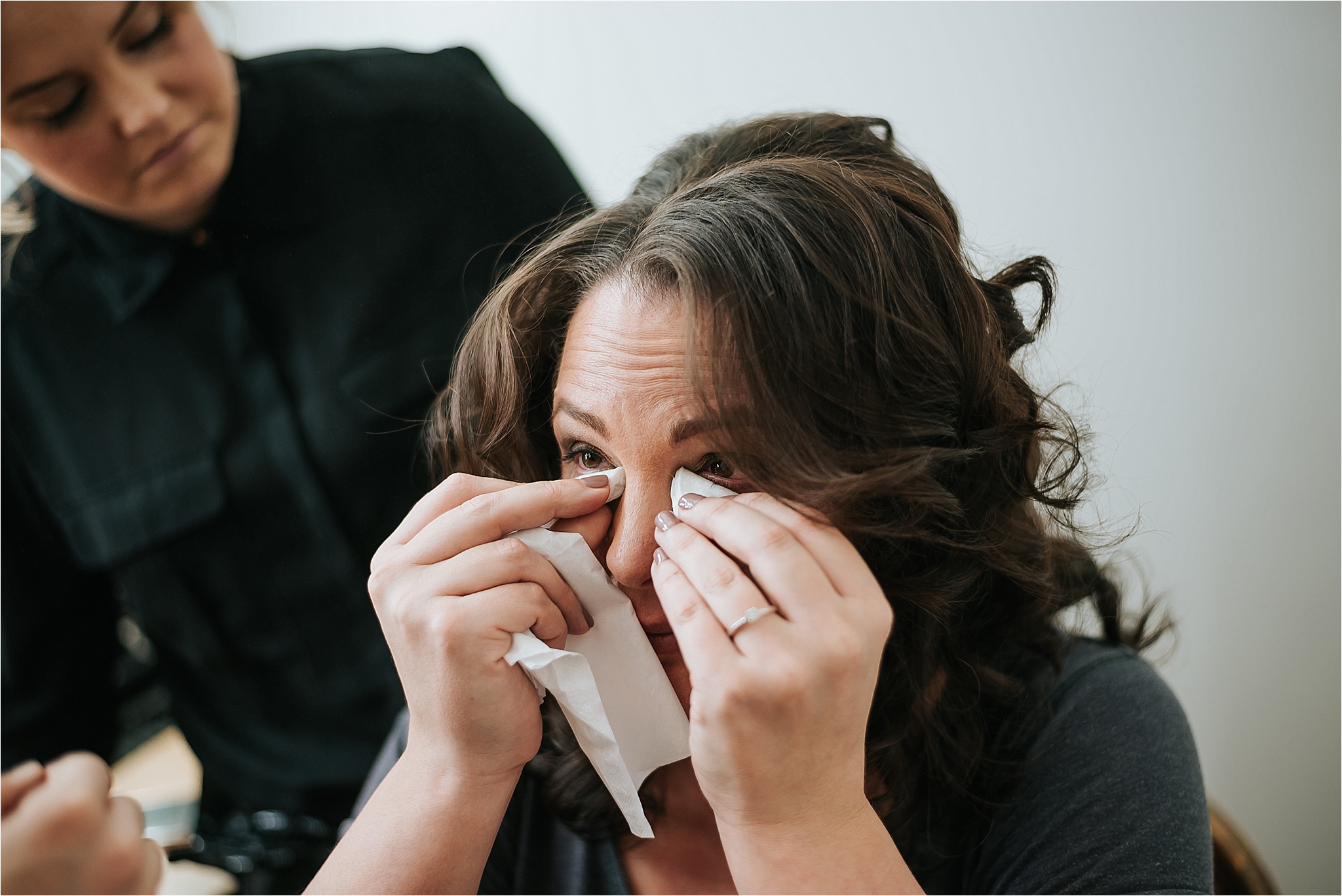 bride having an emotional moment