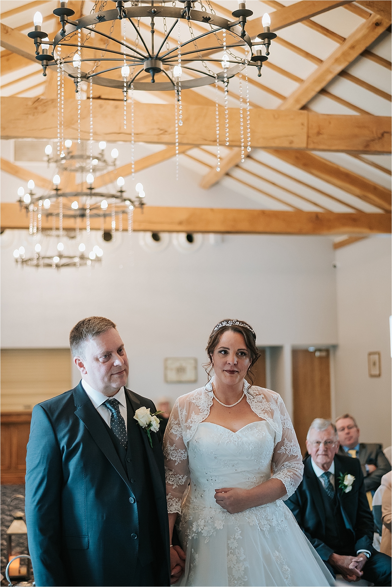 bride and groom at wedding, wrea green 