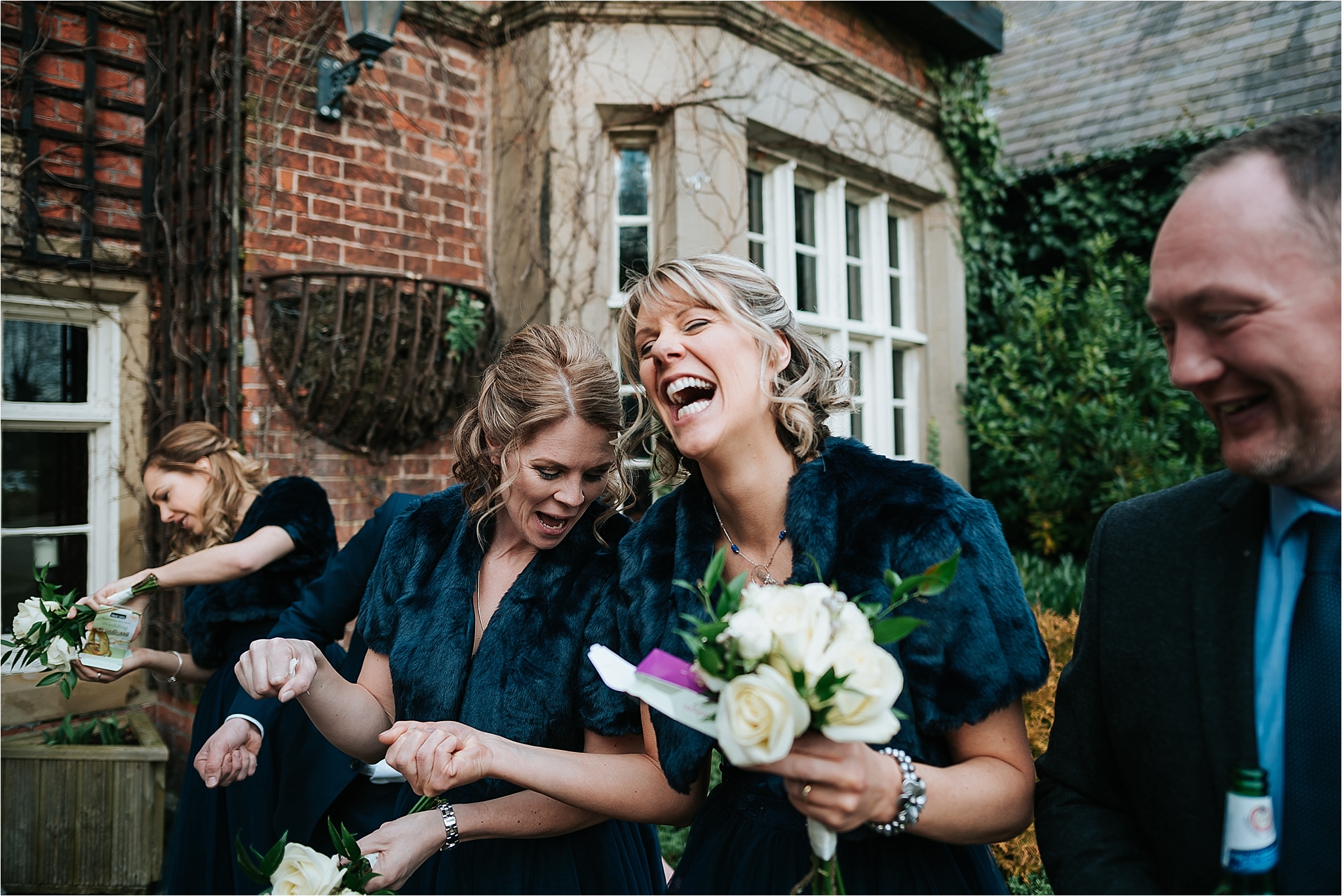 bridesmaids laughing at the villa 