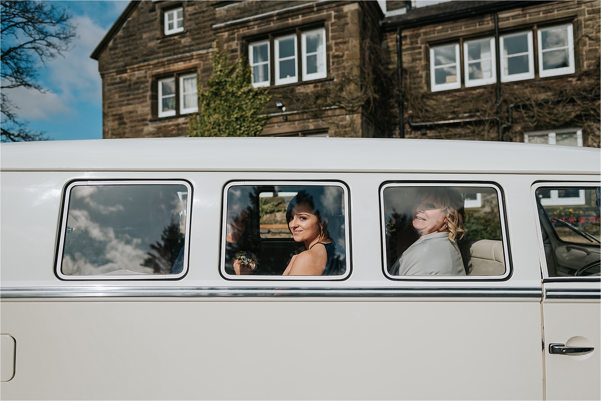 vw campervan at wedding