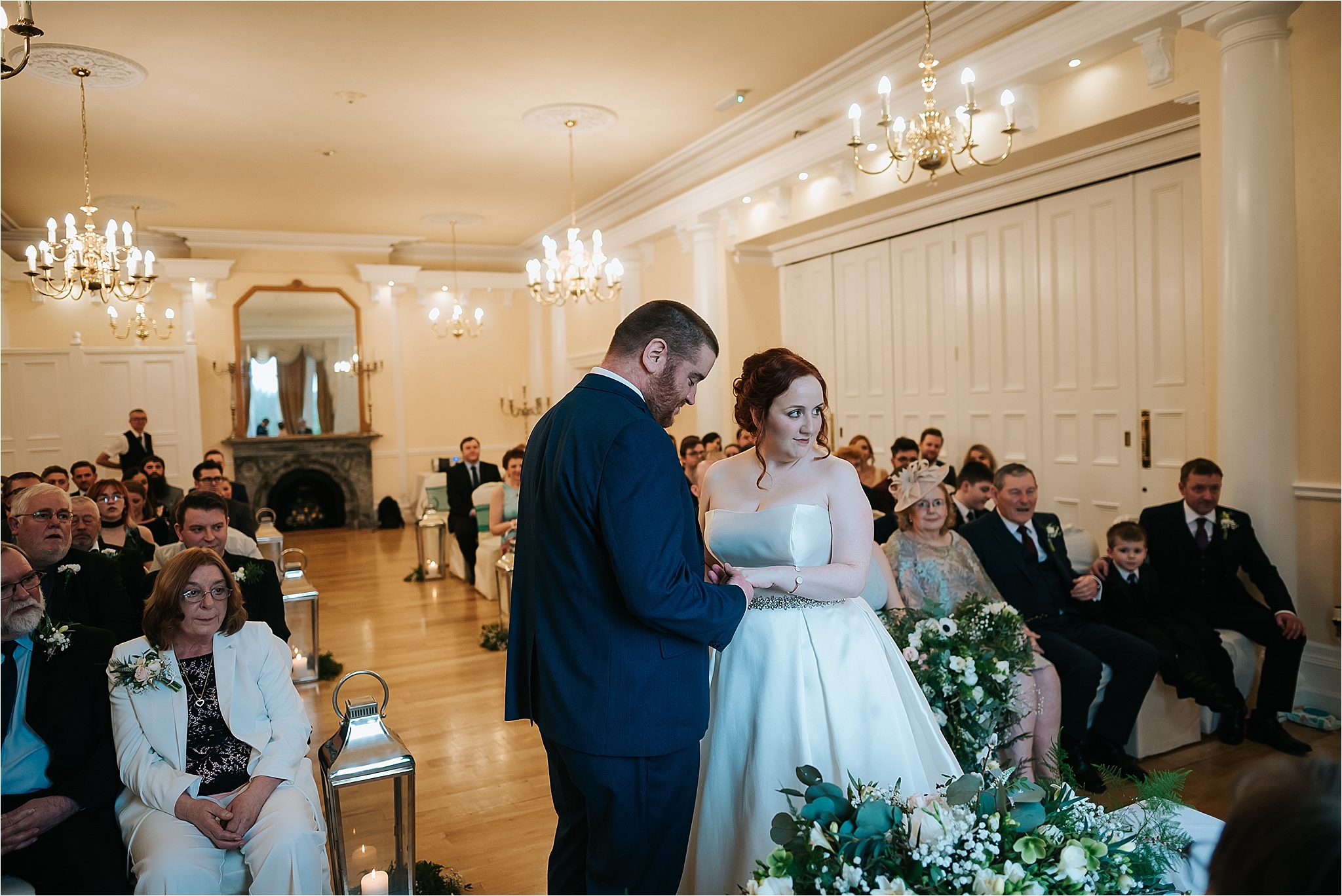 bride and groom at wedding ceremony at spring wedding