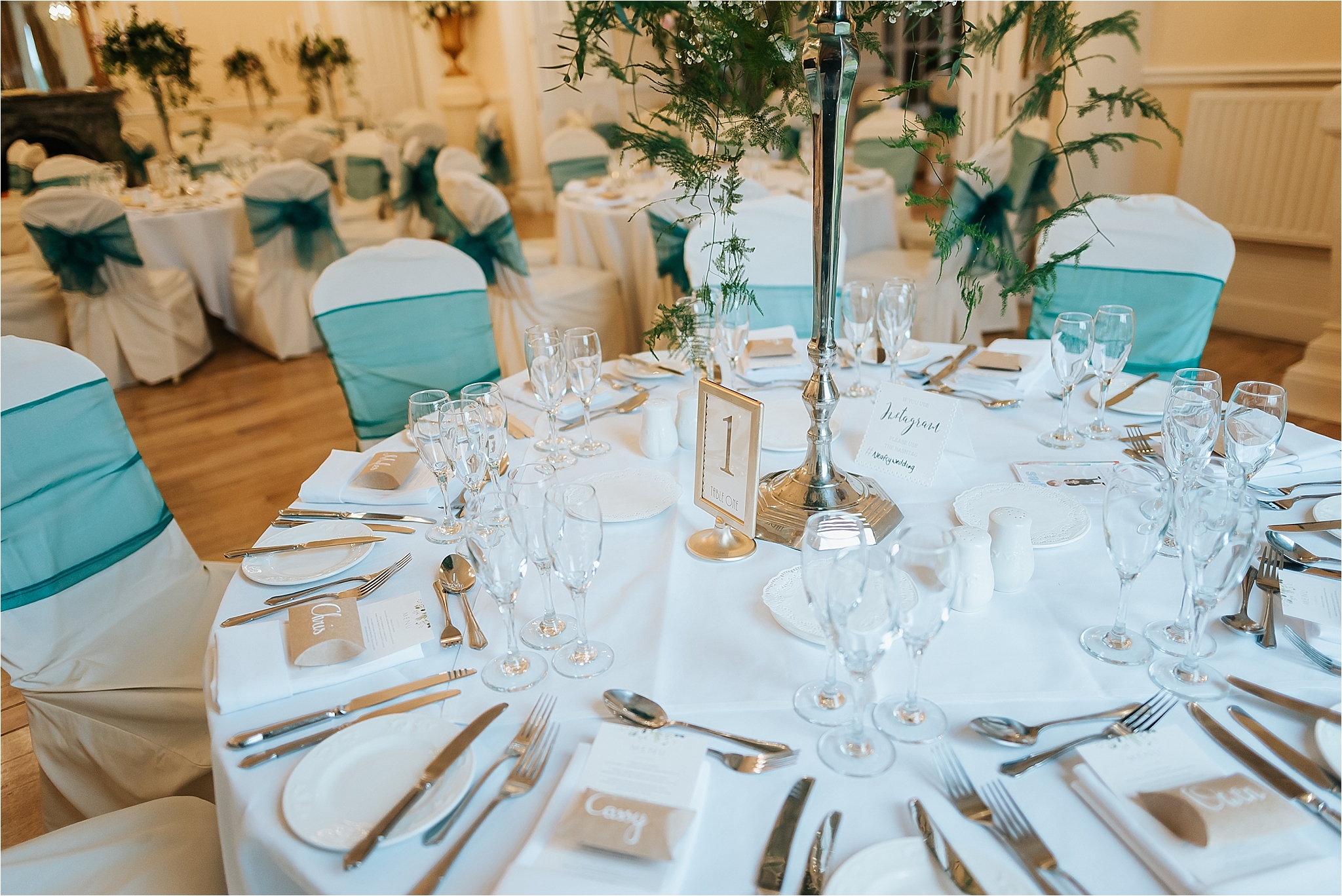 table set out at for wedding at grange hotel 