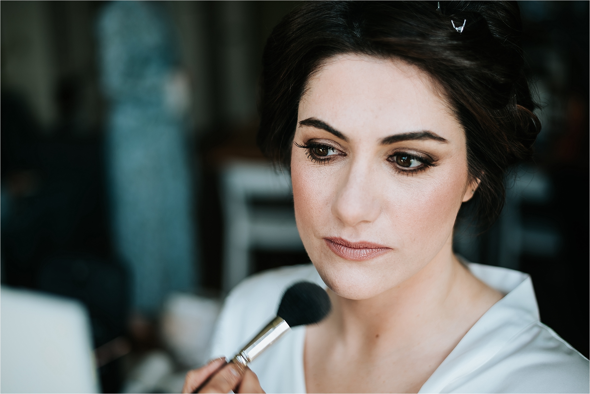 stunning bride has make up done 