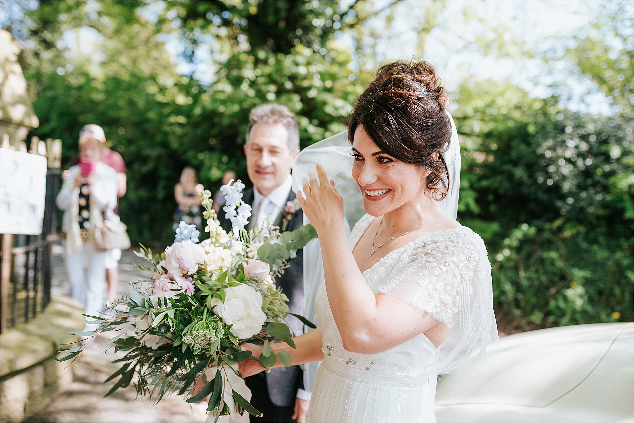 bride arrives at st marys and st james church scorton