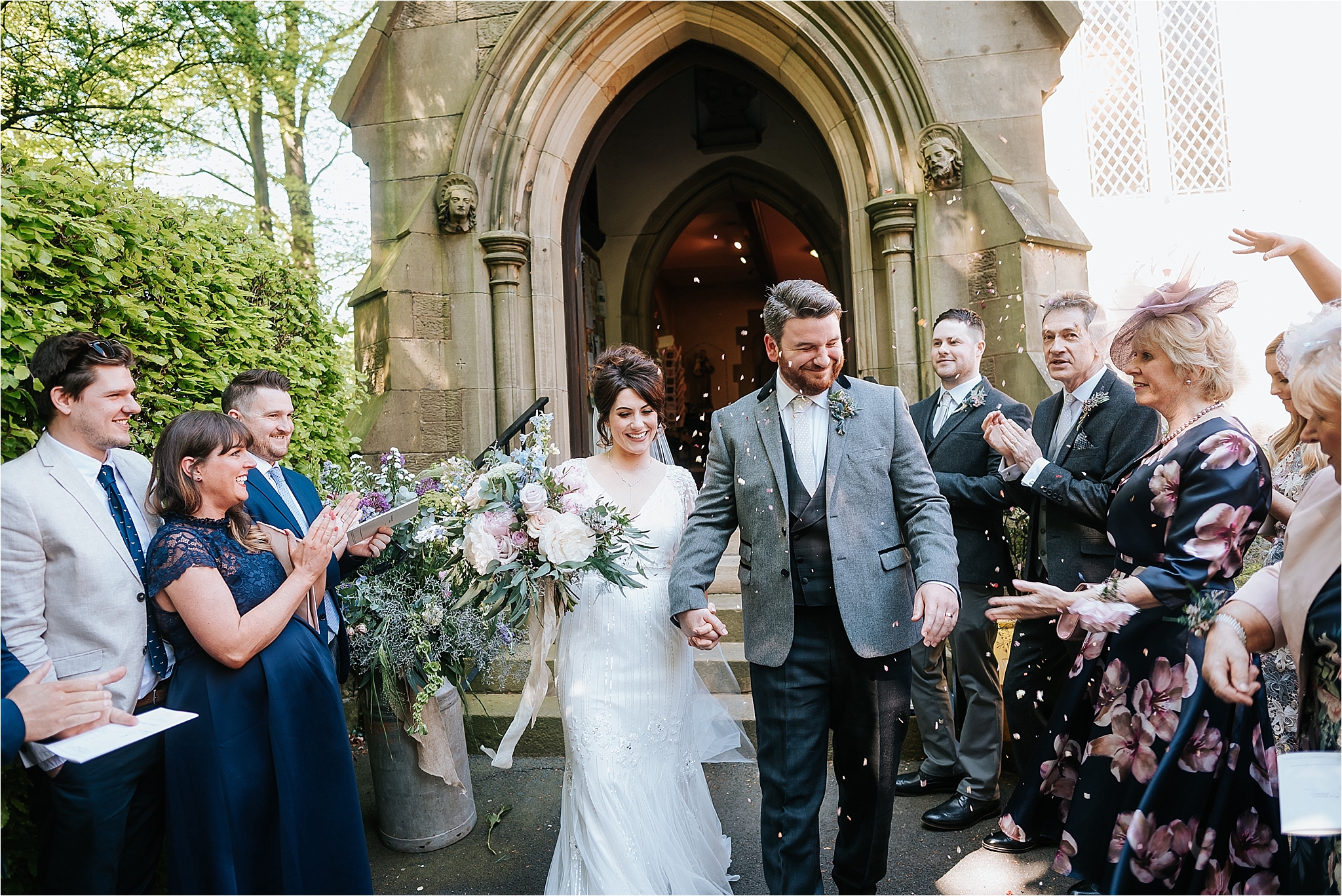 confetti trail outside church in scorton