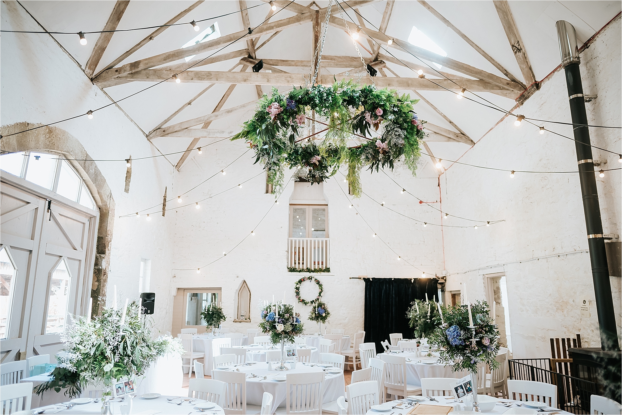 inside the boho wyresdale park wedding barn