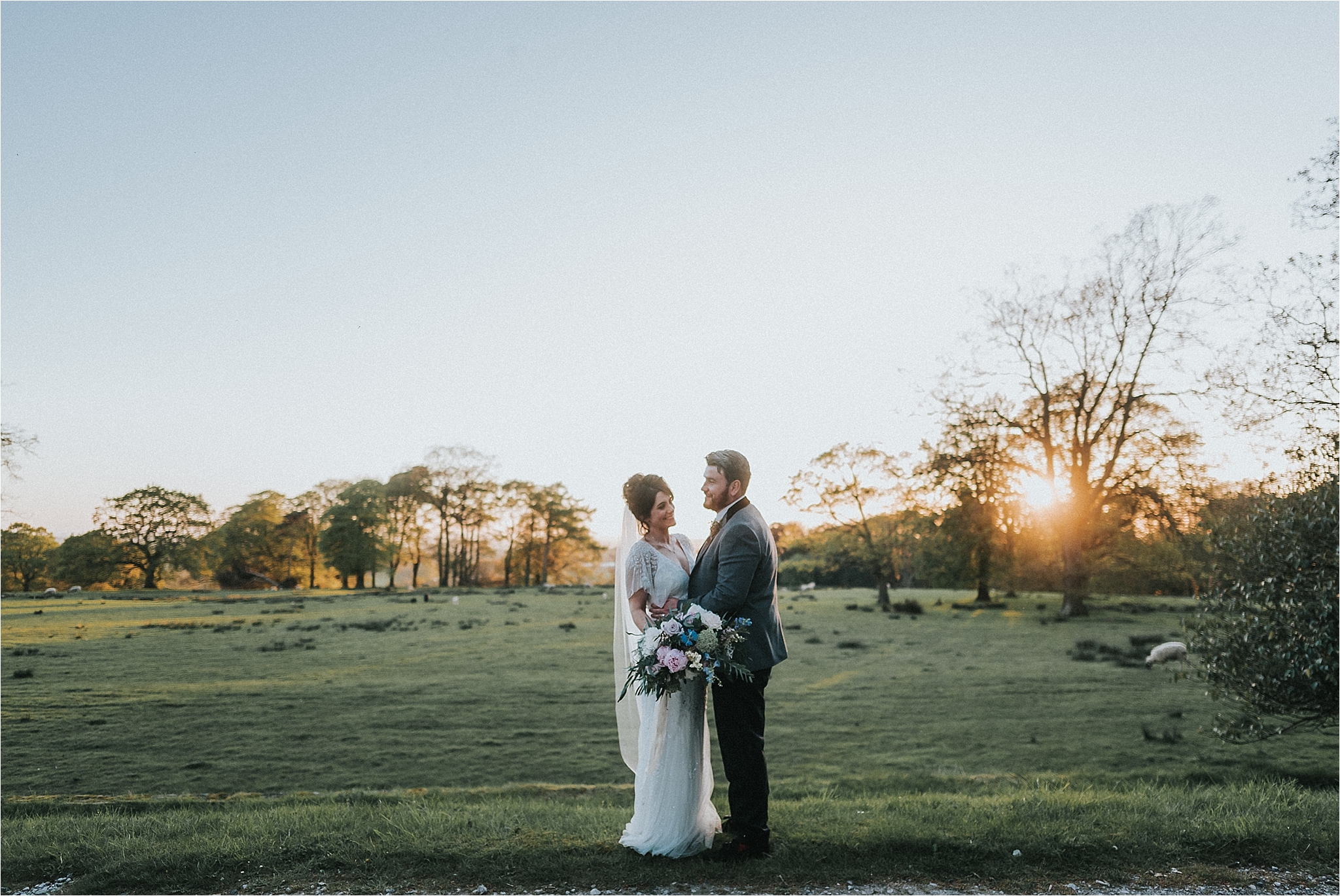 couple enjoy sunset at wyresdale park