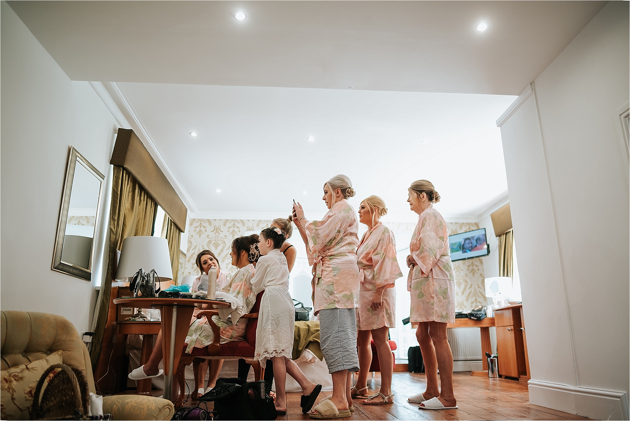 bride and bridal party get married at birches brow