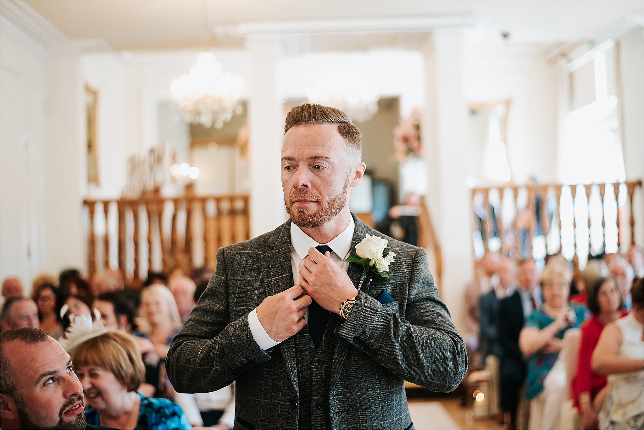 pink and gold wedding ceremony at west tower