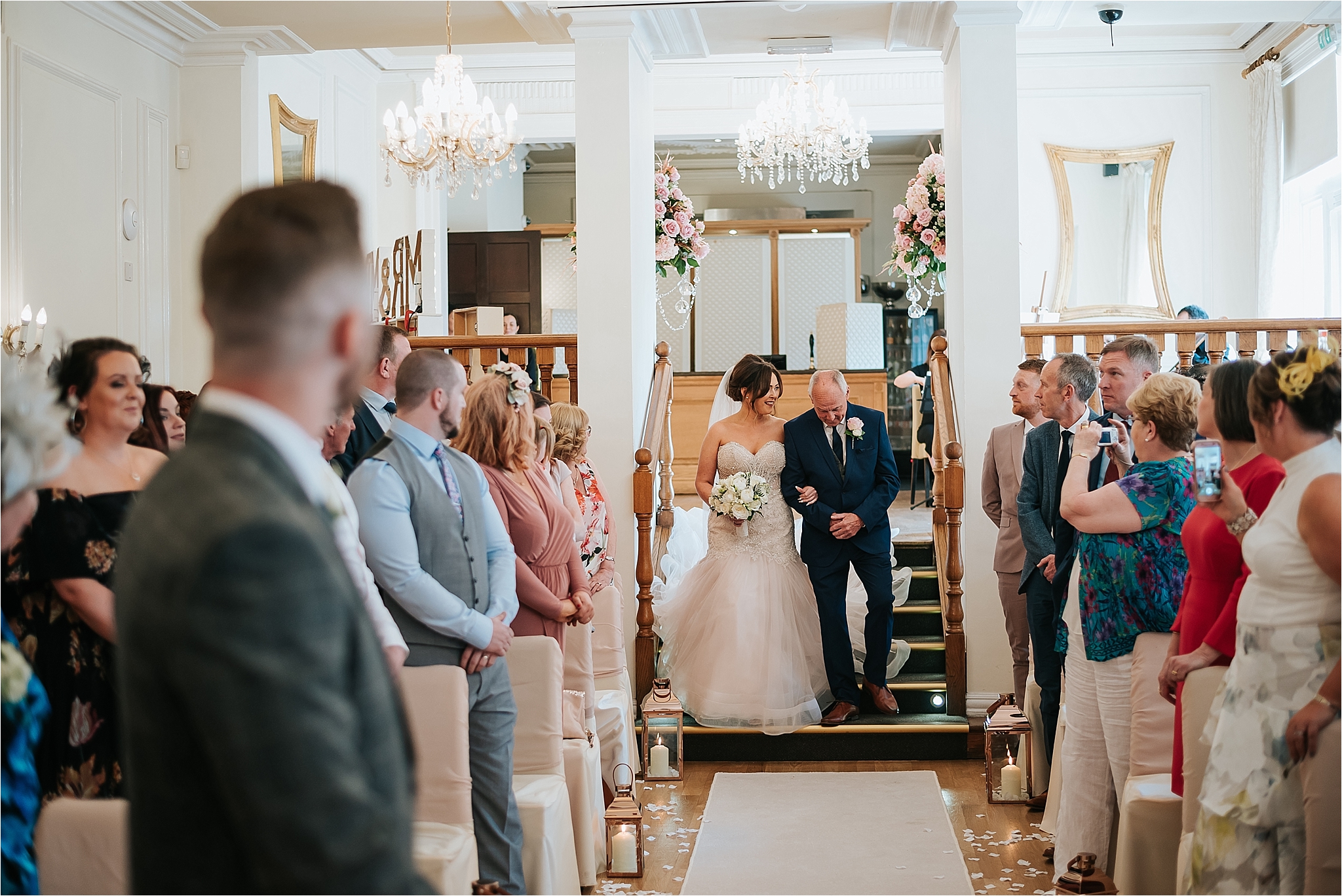 pink and gold wedding ceremony at west tower