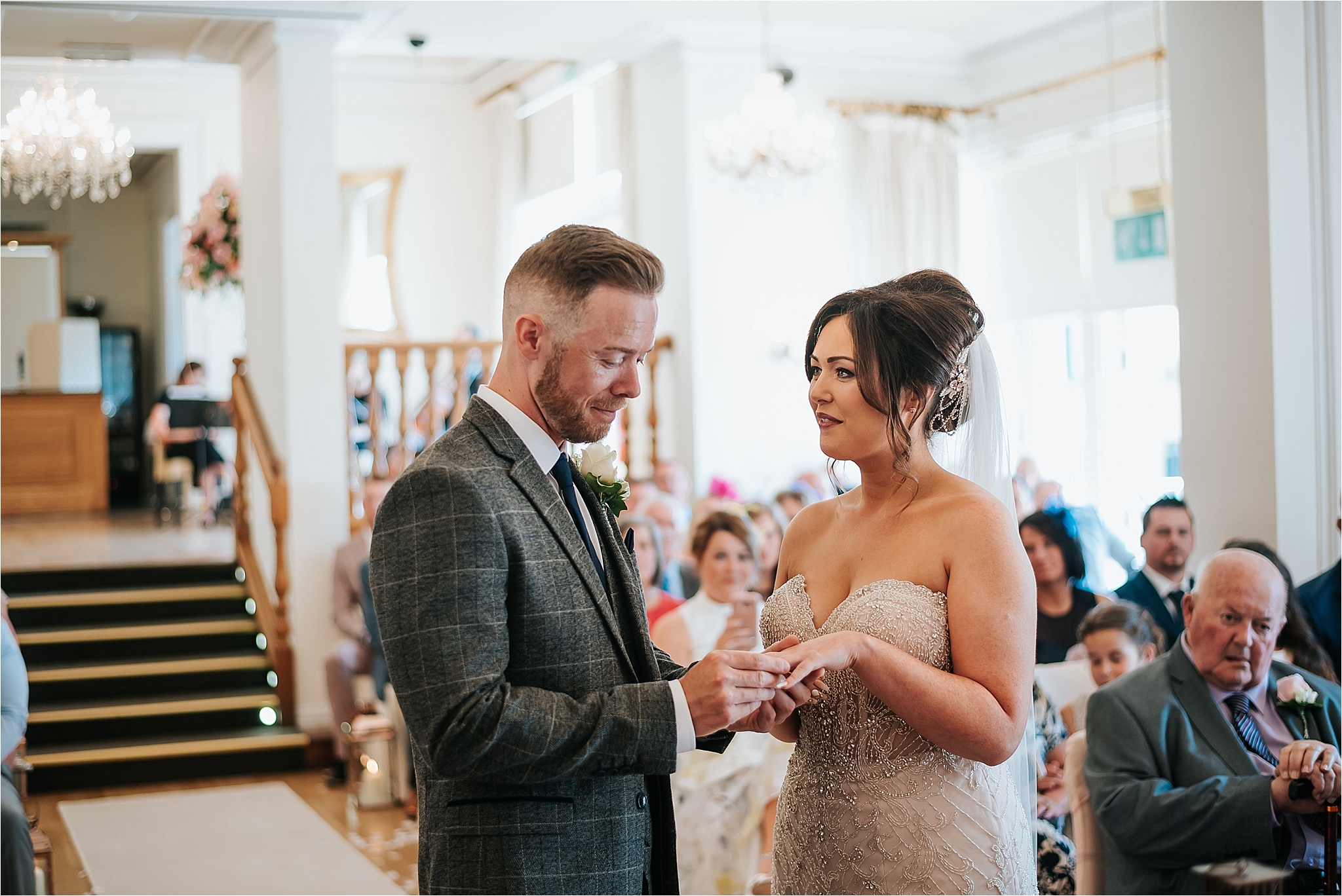 pink and gold wedding ceremony at west tower