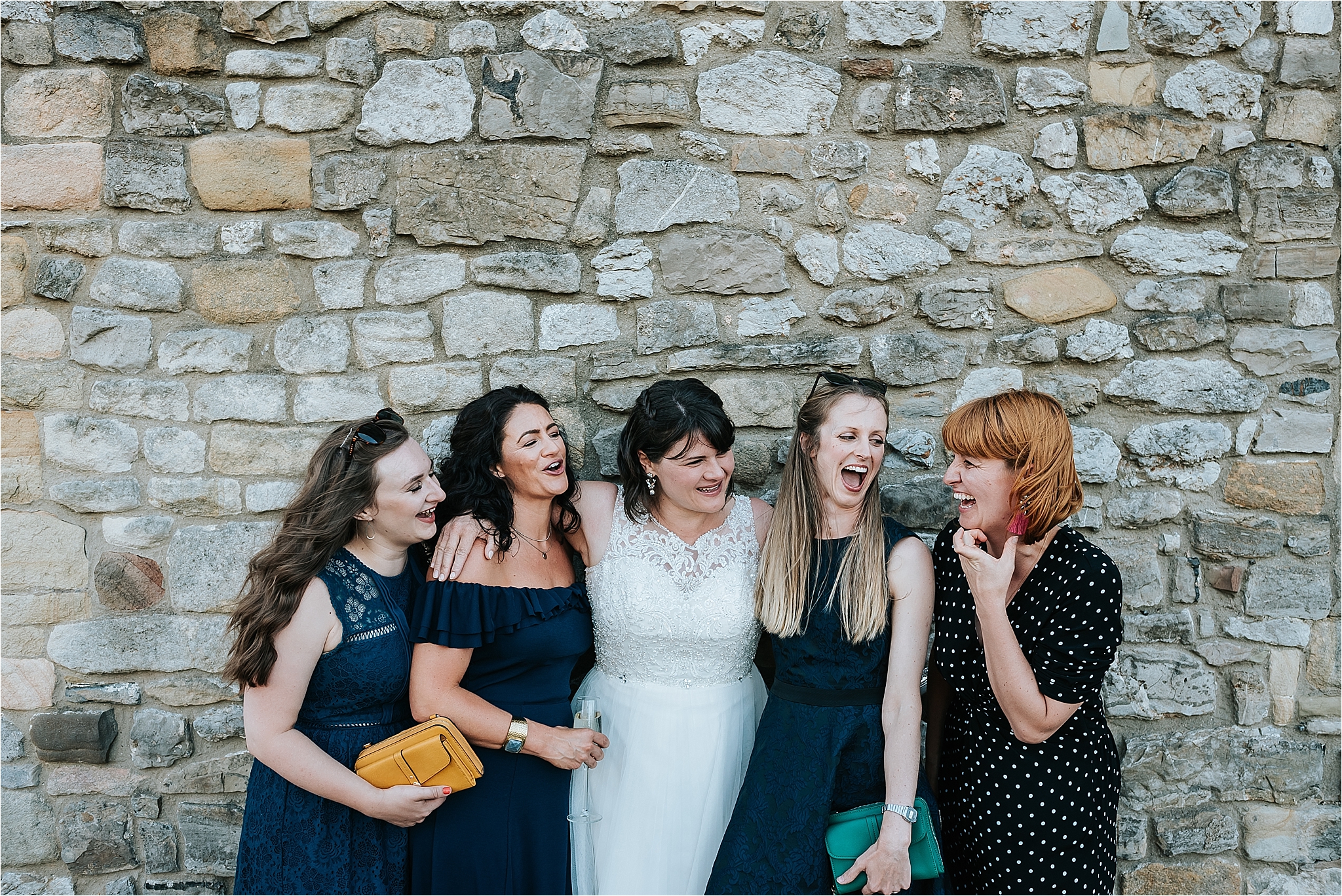 Bride and Bridesmaids at wedding at clitheroe castle