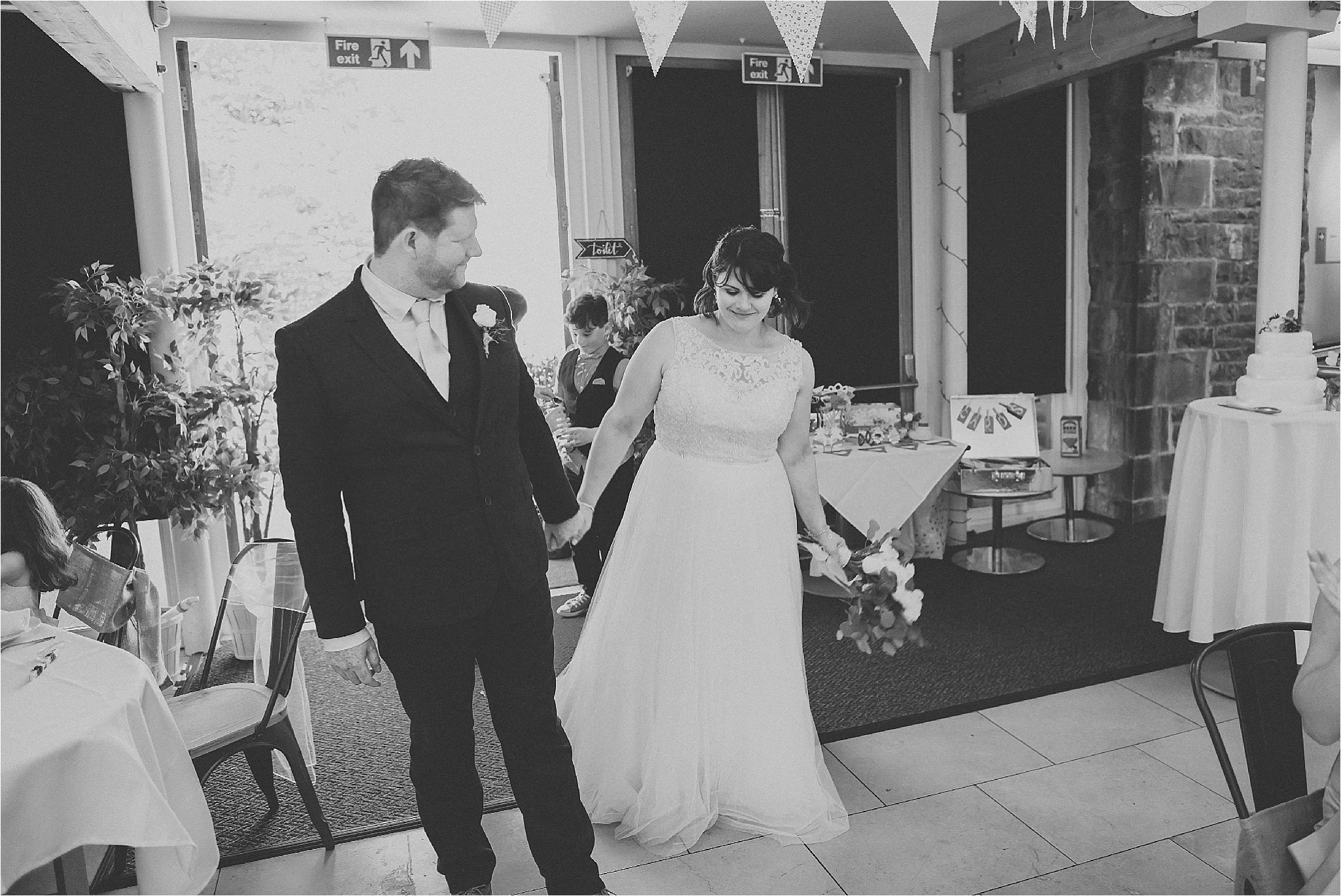 Bride and groom enter the room at the atrium, clitheroe
