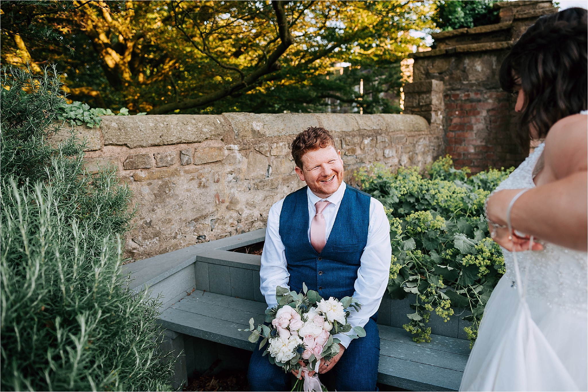Groom after his wedding at the atrium at clitheroe castle