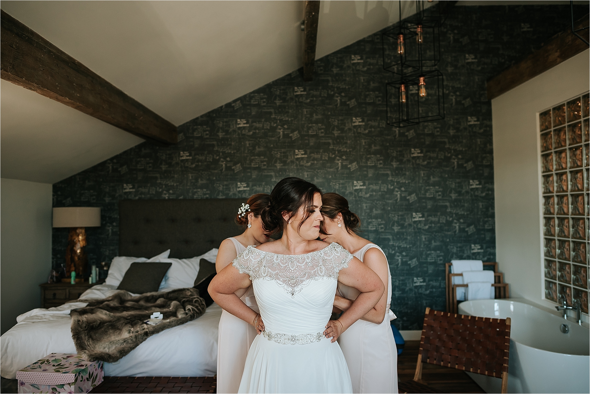 Bride getting ready at holmes mill before wedding 