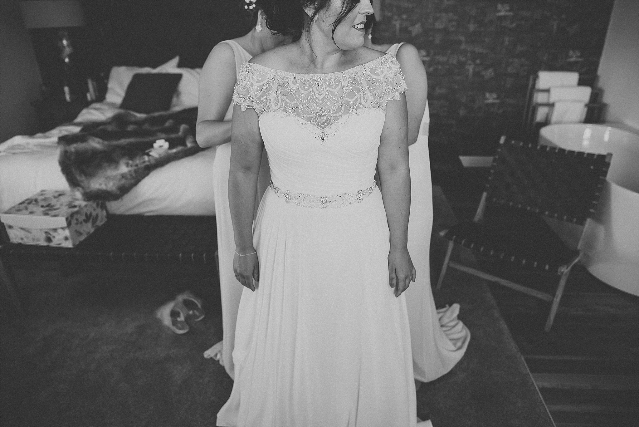 Bride in Justin Alexander dress from the white gallery