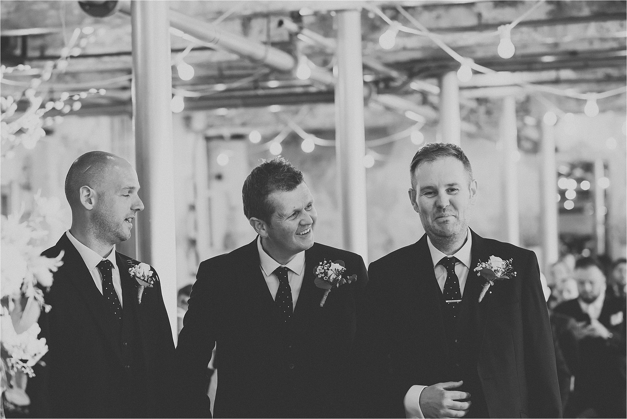 Groom waiting for bride at holmes mill summer wedding