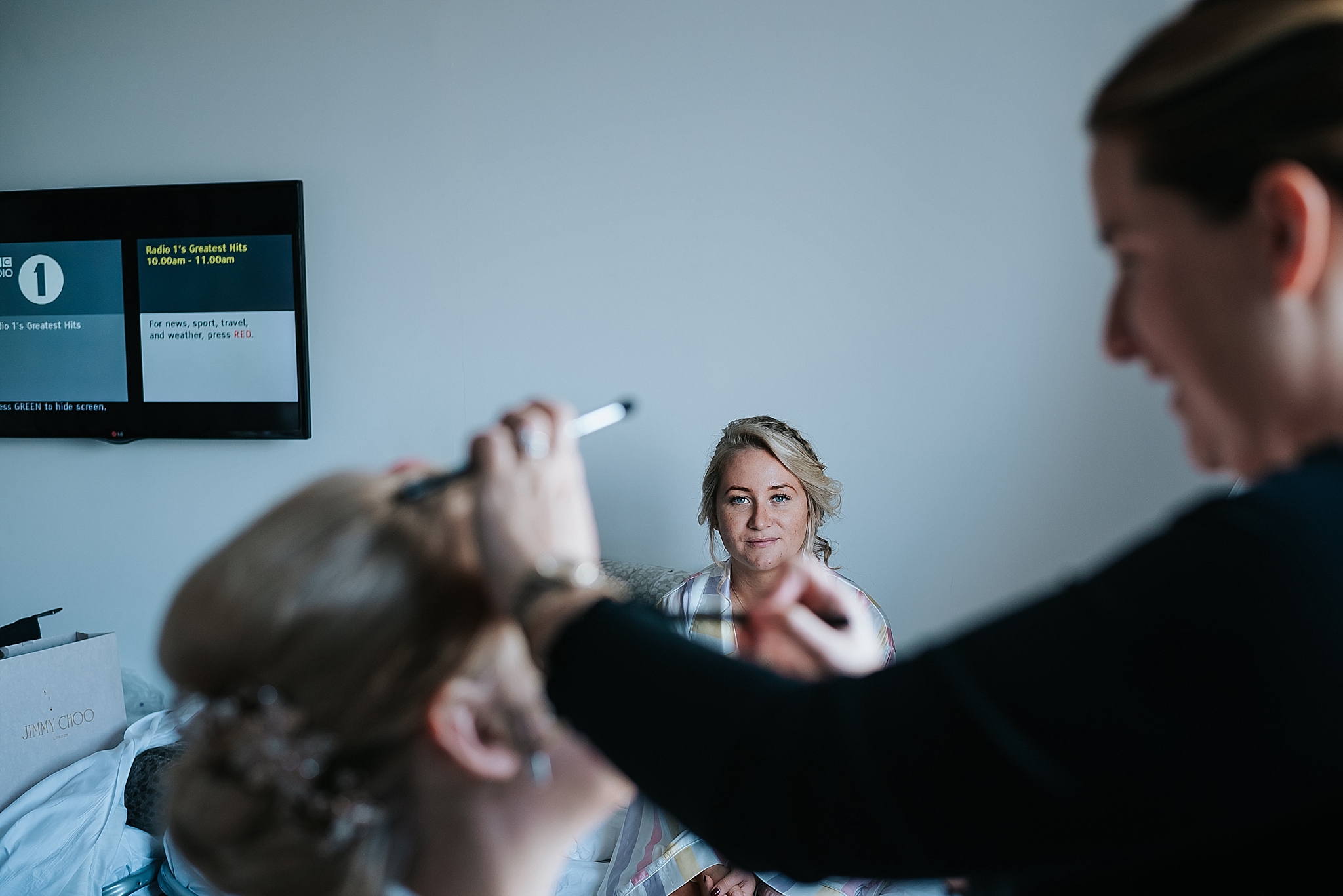 bridesmaid getting ready for wedding 