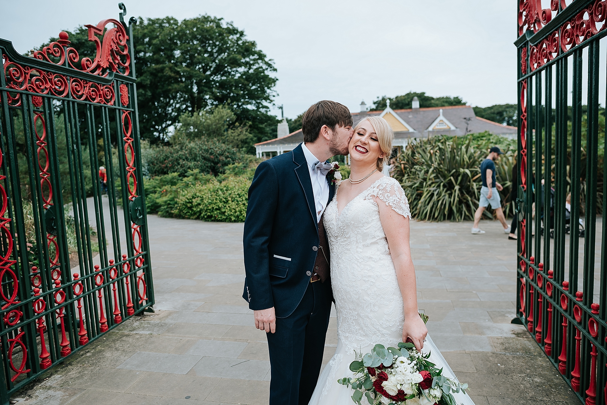 bride and groom outside ashton park in st annes