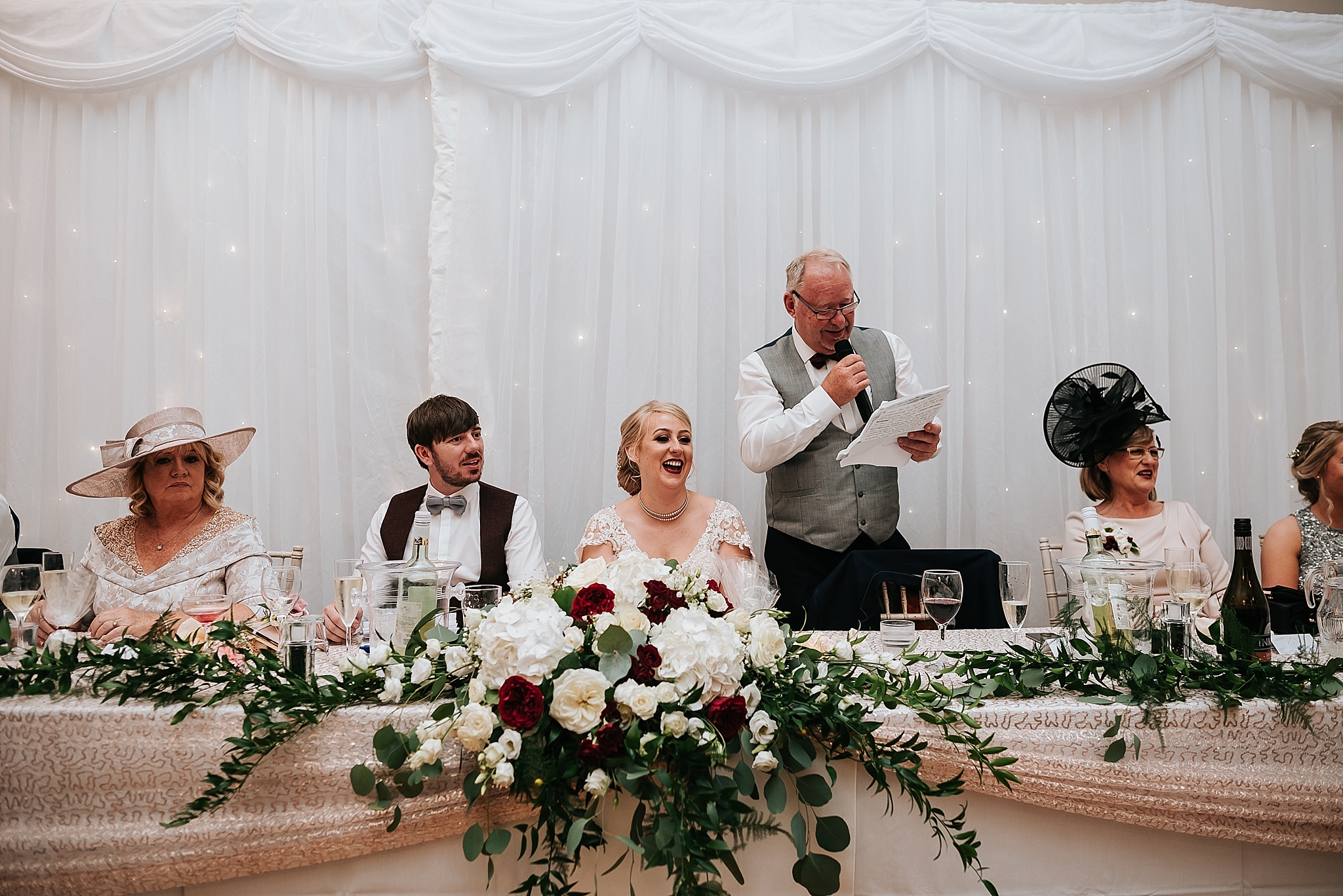 father of the groom making a wedding speech at st annes palace 