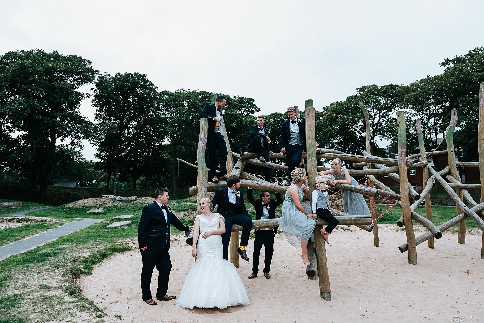 bridal group pictures in ashton park, st annes 