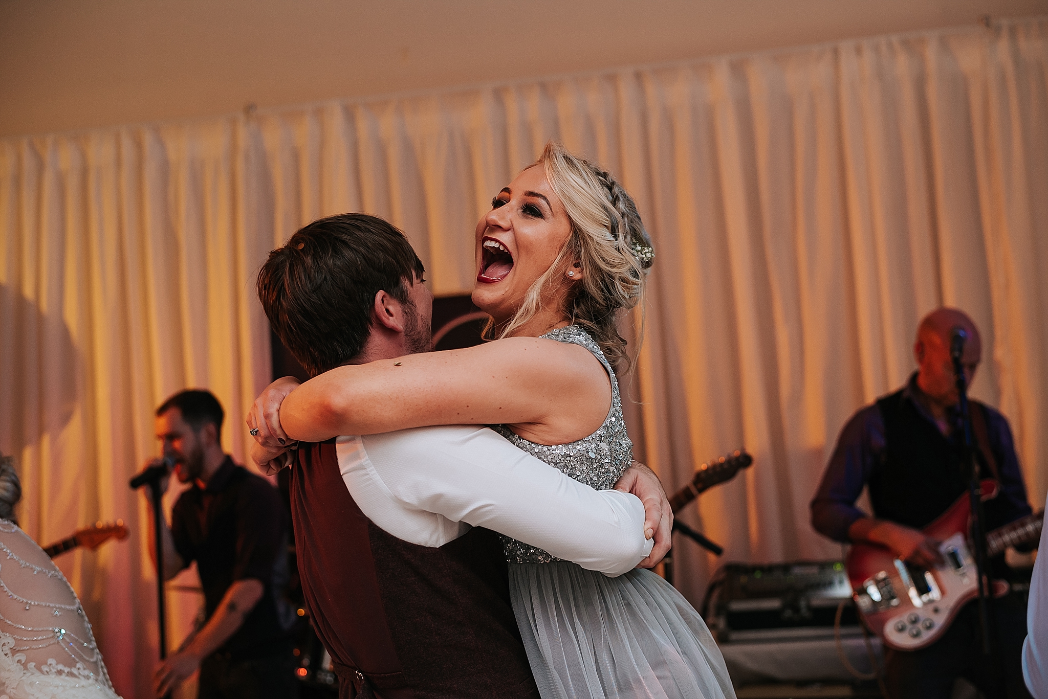 bridesmaid dancing at a wedding at st annes palace 